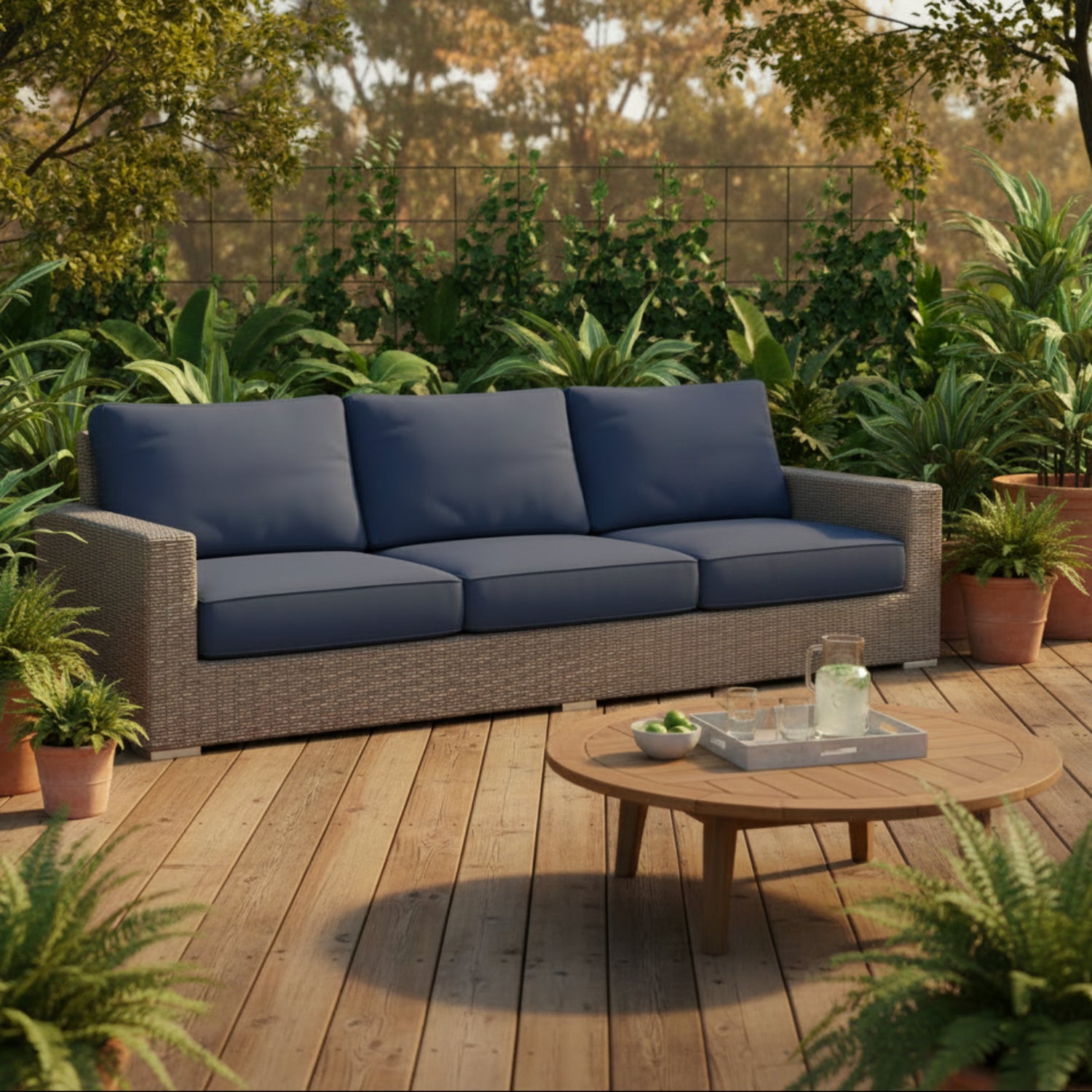 Sunset West Coronado Spectrum Indigo w/Self Welt Outdoor Sofa