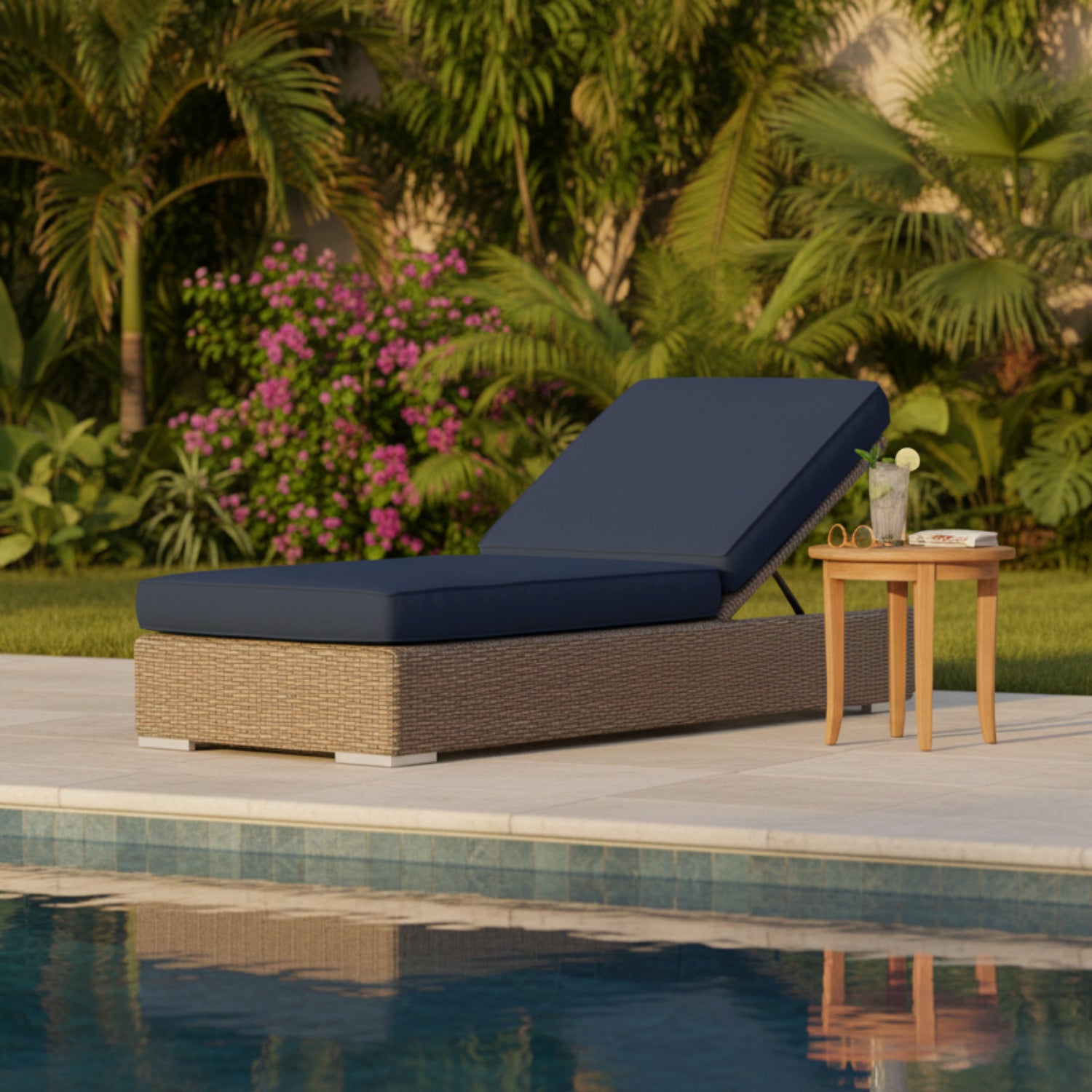 Sunset West Coronado Spectrum Indigo w/Self Welt Outdoor Adjustable Chaise