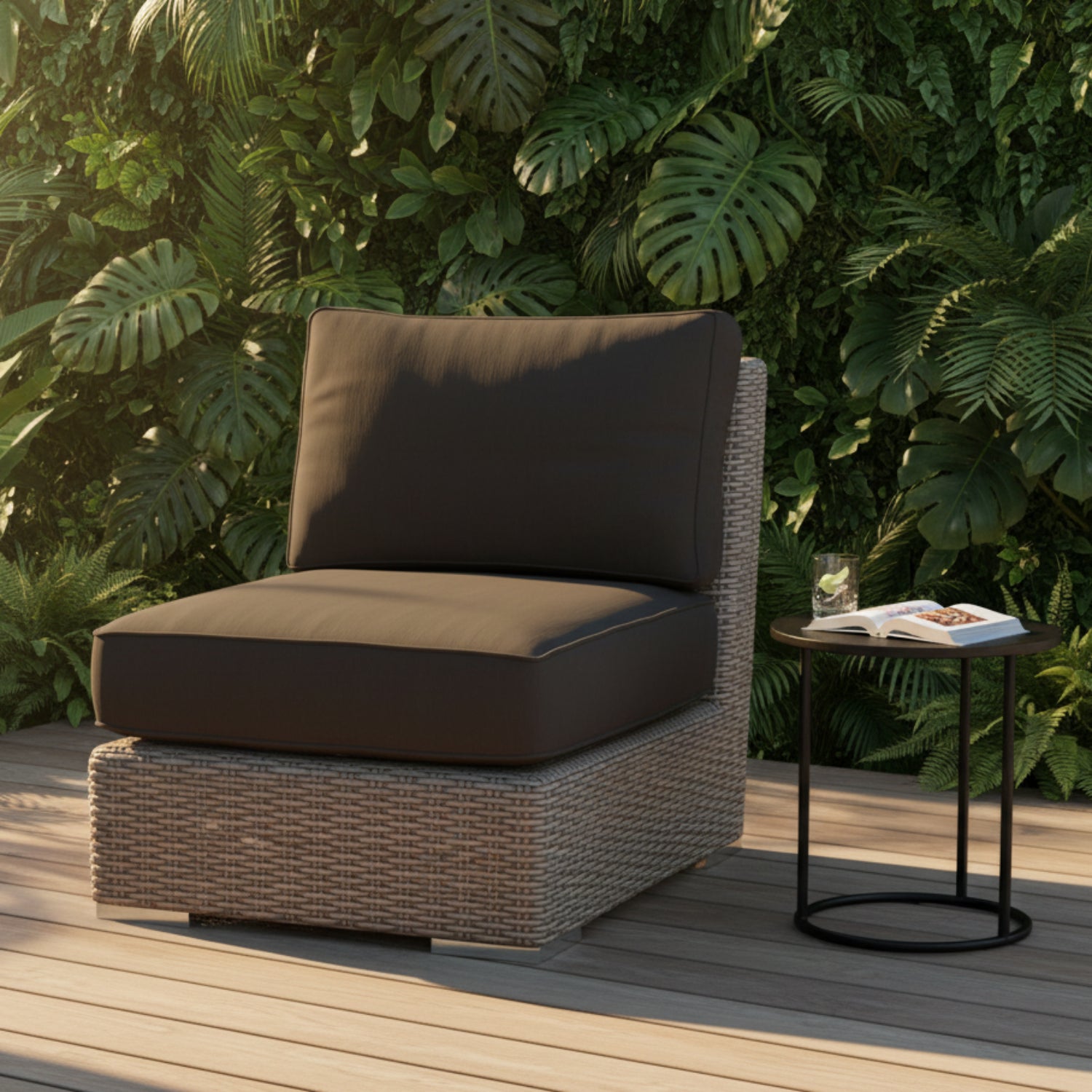 Sunset West Coronado Spectrum Carbon w/Self Welt Outdoor Armless Club Chair