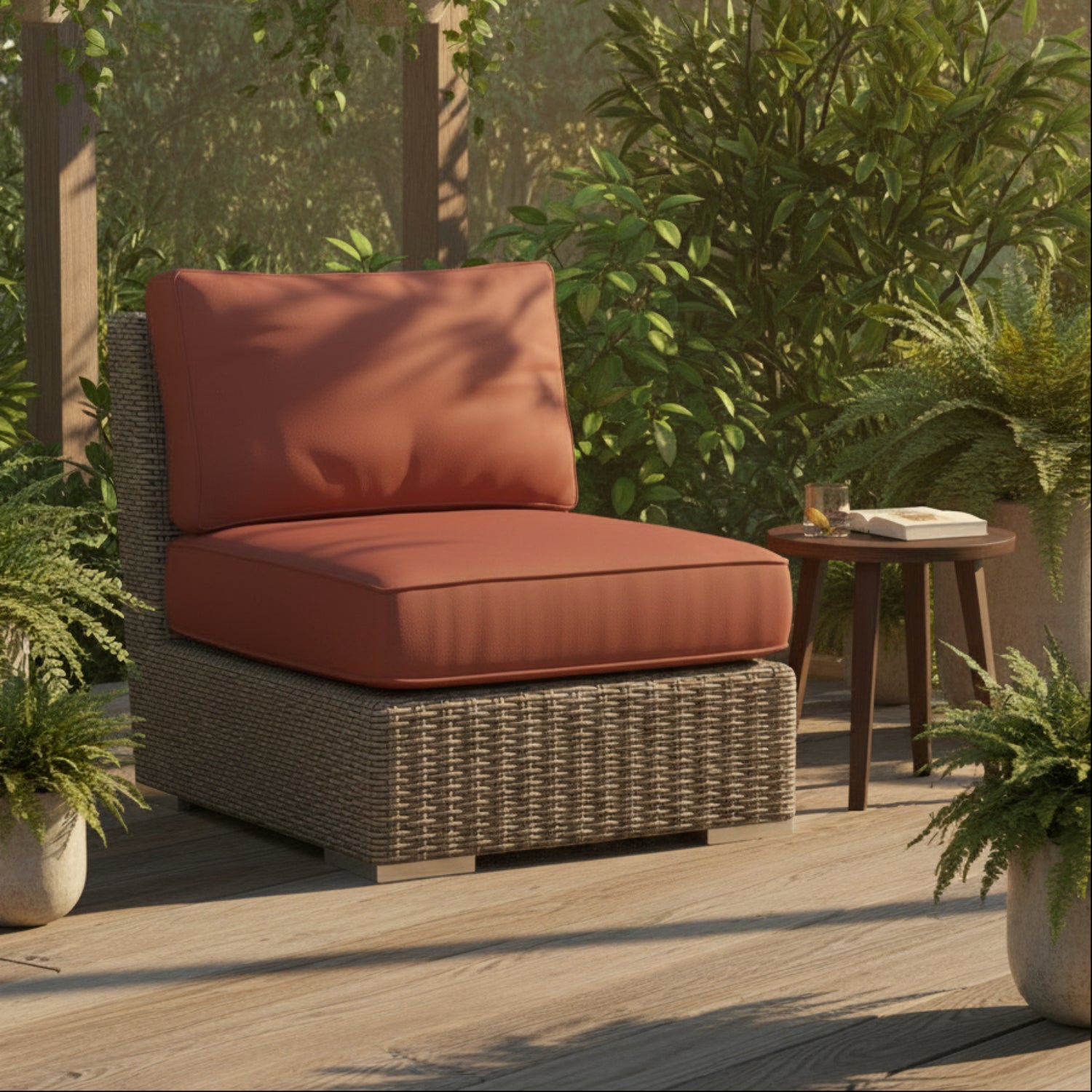 Sunset West Coronado Canvas Henna w/Self Welt Outdoor Armless Club Chair