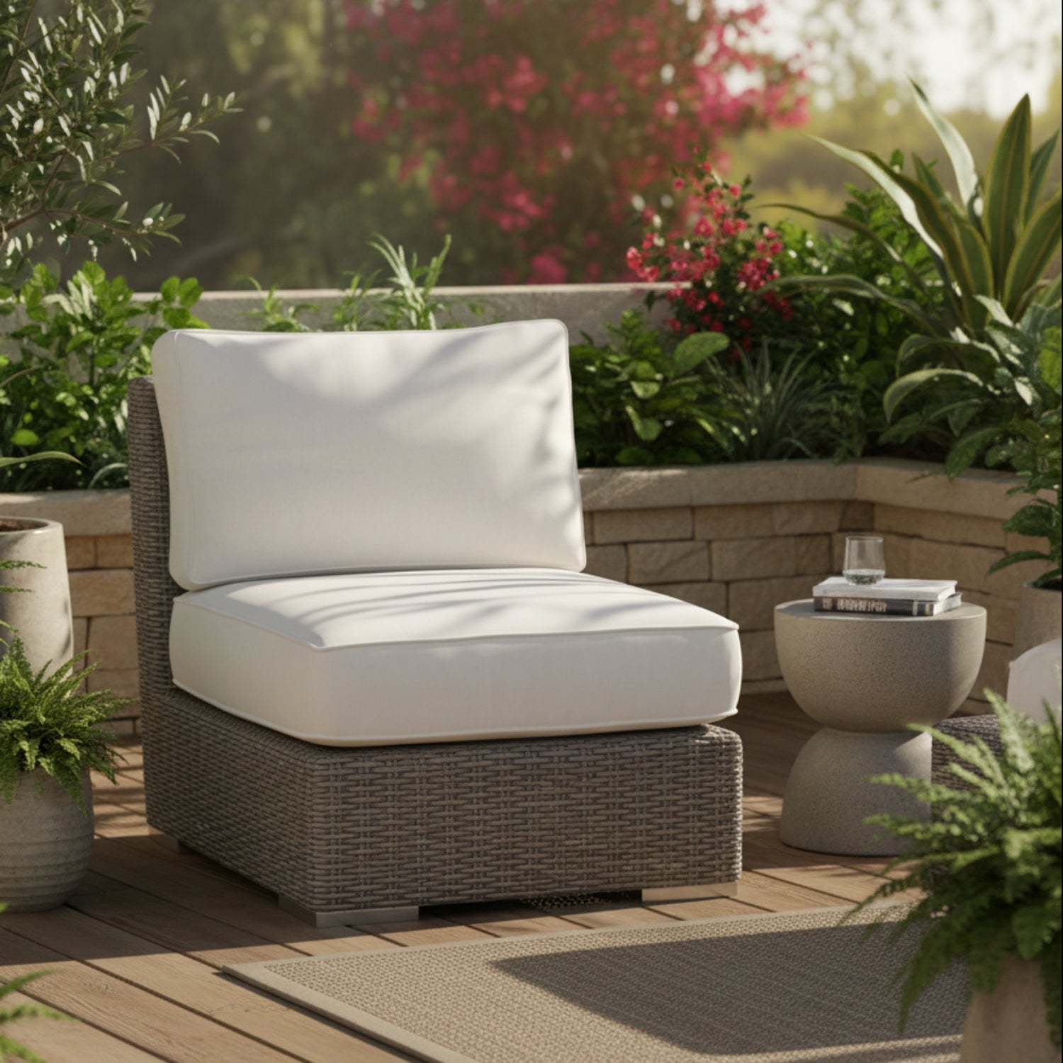 Sunset West Coronado Canvas Flax w/Self Welt Outdoor Armless Club Chair