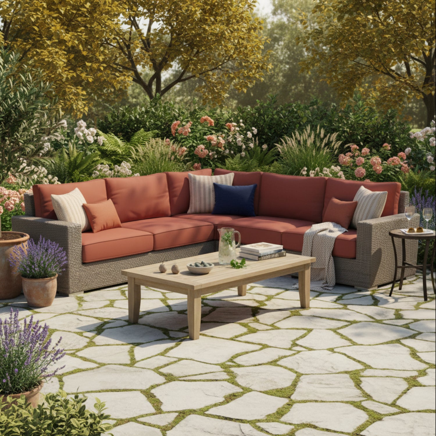 Sunset West Coronado Canvas Henna w/Self Welt Outdoor Sectional