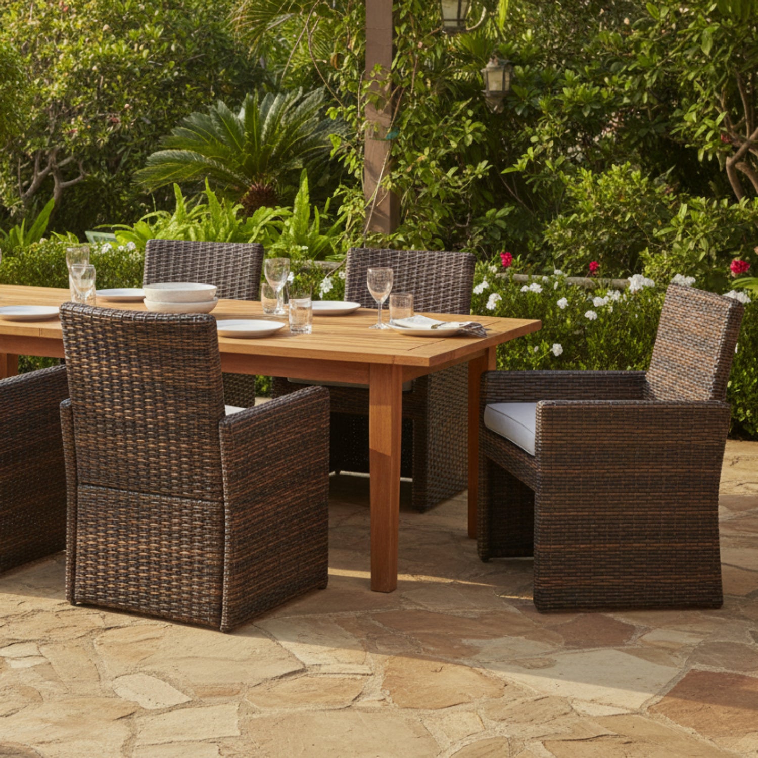 Sunset West Montecito Canvas Granite w/Self Welt Outdoor Dining Chair Set of 2