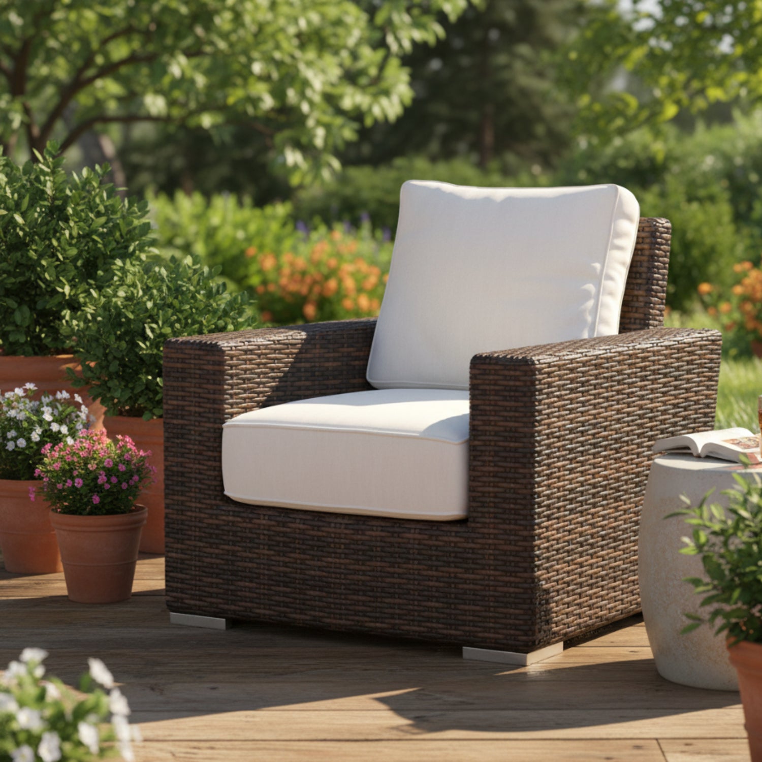 Sunset West Montecito Canvas Natural w/Self Welt Outdoor Club Chair