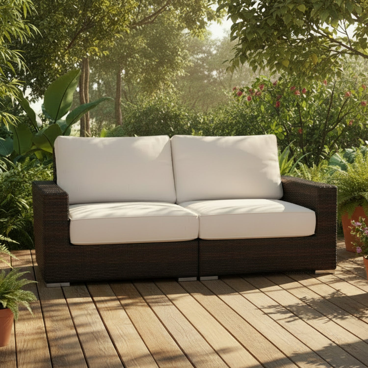 Sunset West Montecito Canvas Natural w/Self Welt Outdoor Loveseat