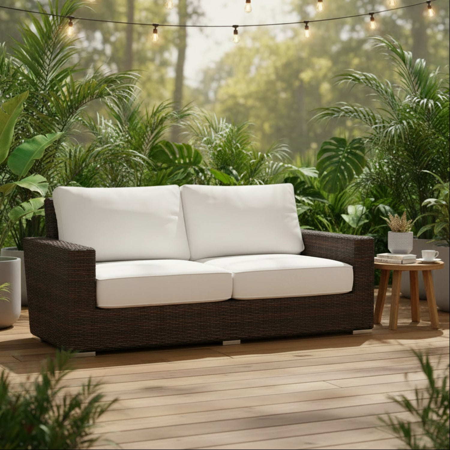 Sunset West Montecito Canvas Flax w/Self Welt Outdoor Loveseat