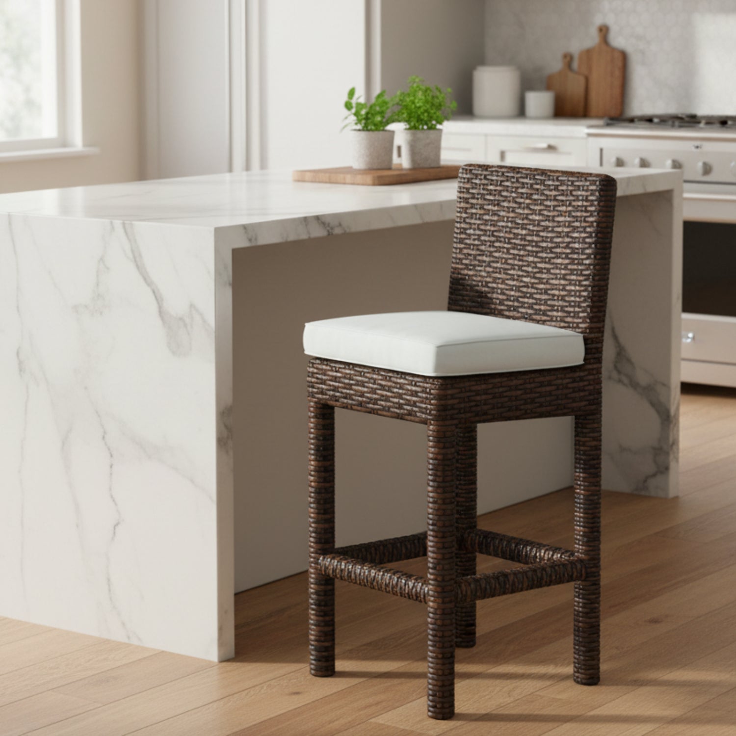Sunset West Montecito Canvas Skyline w/Self Welt Outdoor Counter Stool Set of 2