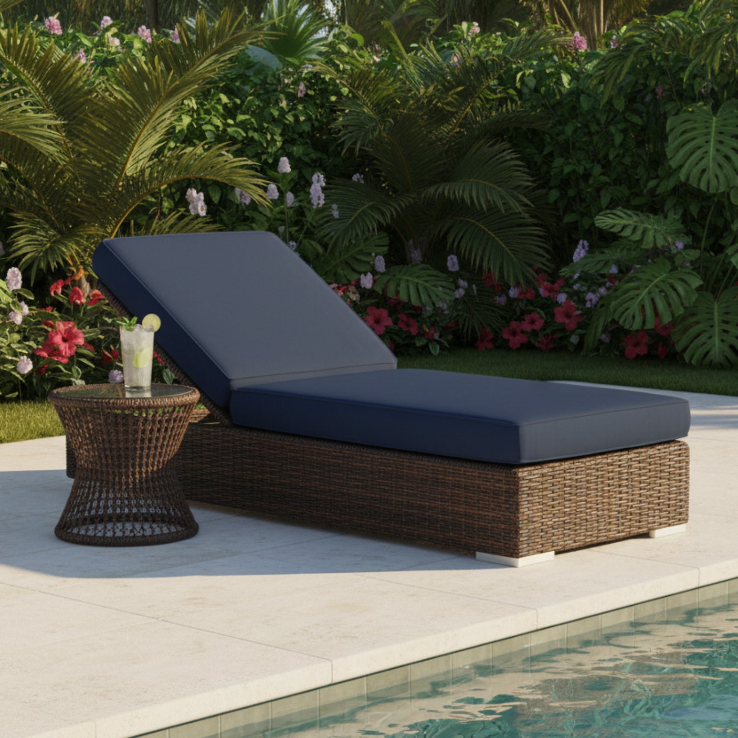 Sunset West Montecito Spectrum Indigo w/Self Welt Outdoor Adjustable Chaise