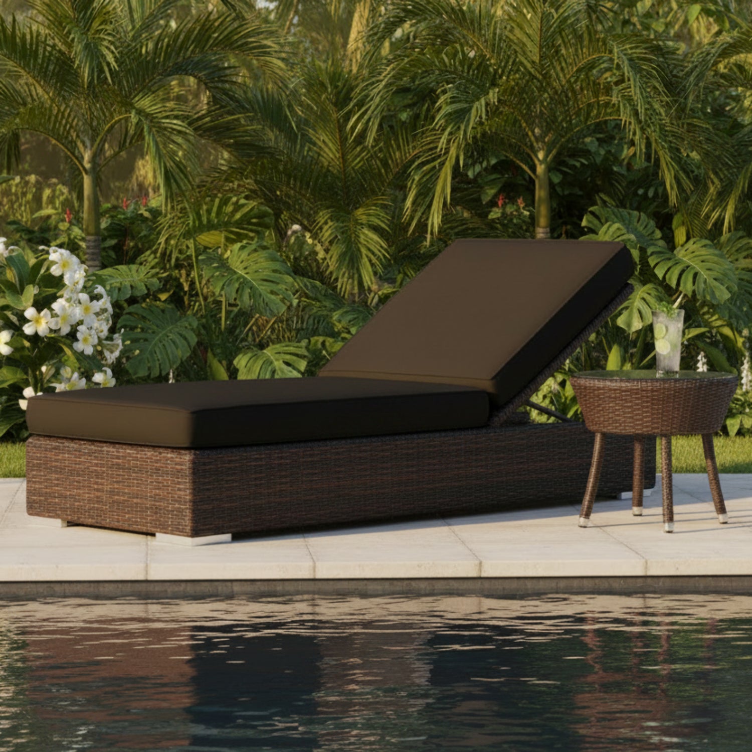 Sunset West Montecito Spectrum Carbon w/Self Welt Outdoor Adjustable Chaise