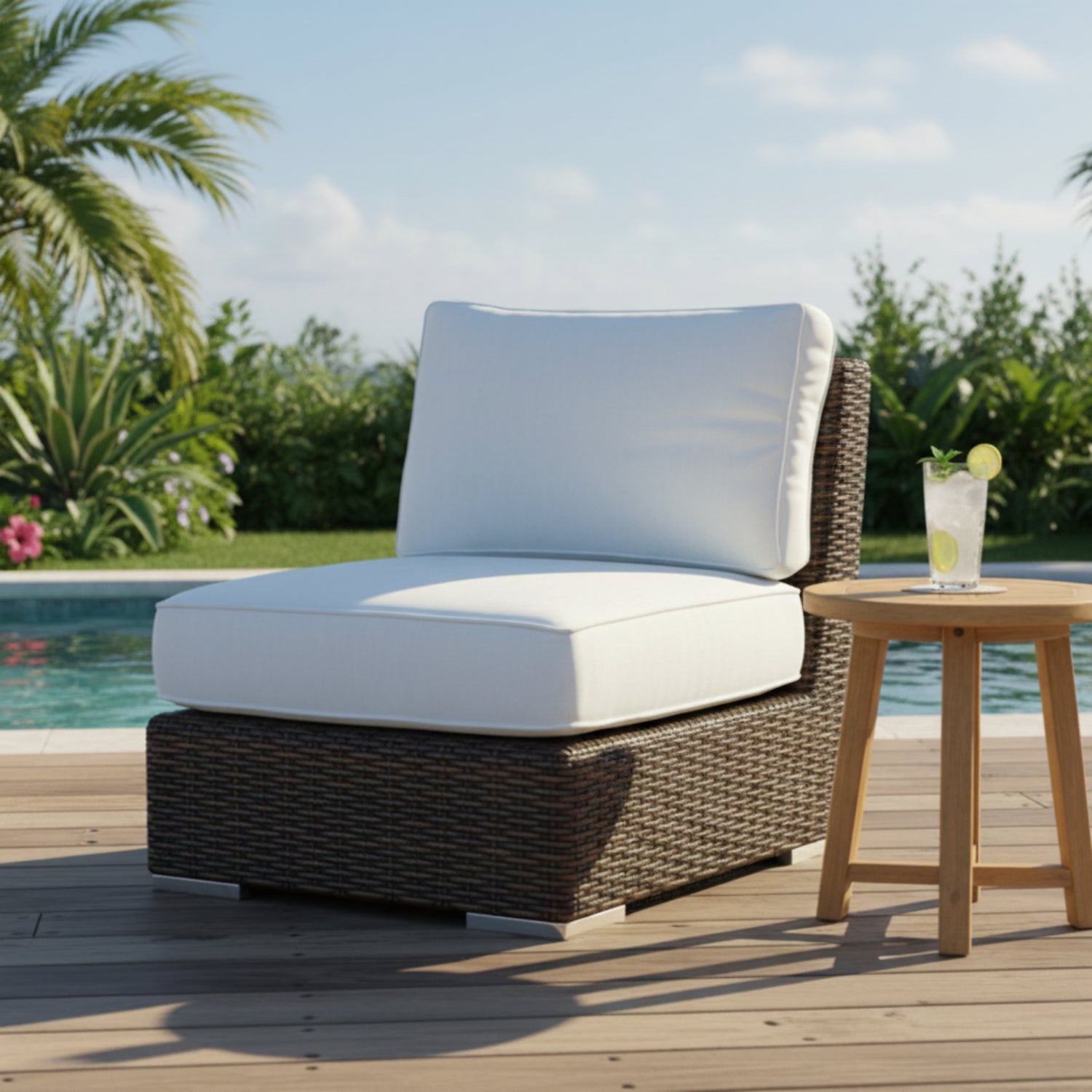 Sunset West Montecito Canvas Skyline w/Self Welt Outdoor Armless Club Chair
