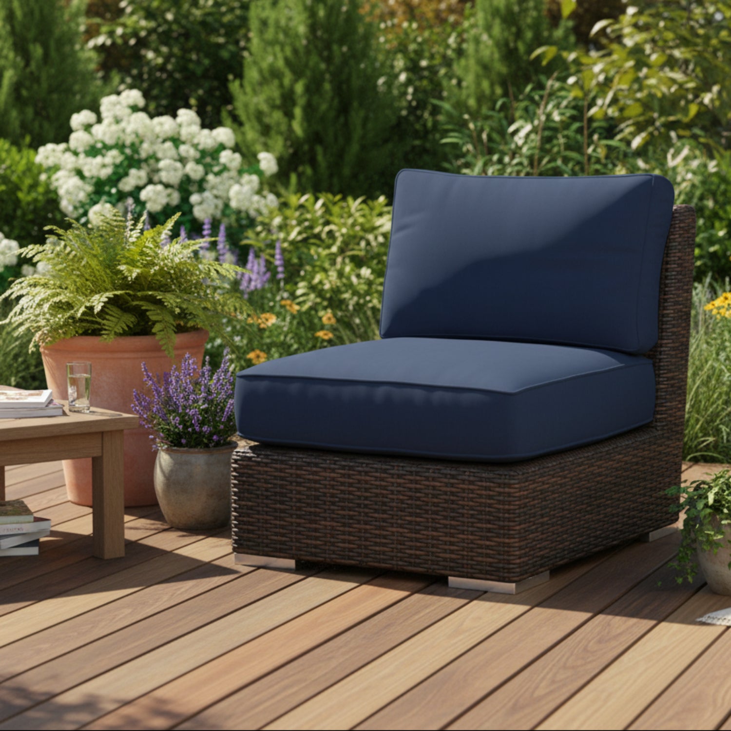 Sunset West Montecito Spectrum Indigo w/Self Welt Outdoor Armless Club Chair
