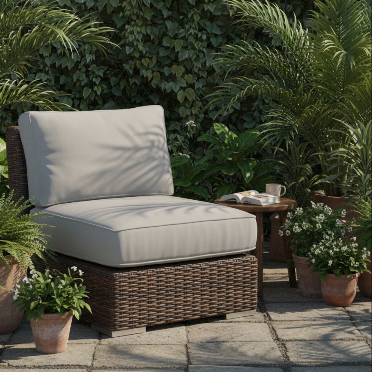 Sunset West Montecito Canvas Granite w/Self Welt Outdoor Armless Club Chair