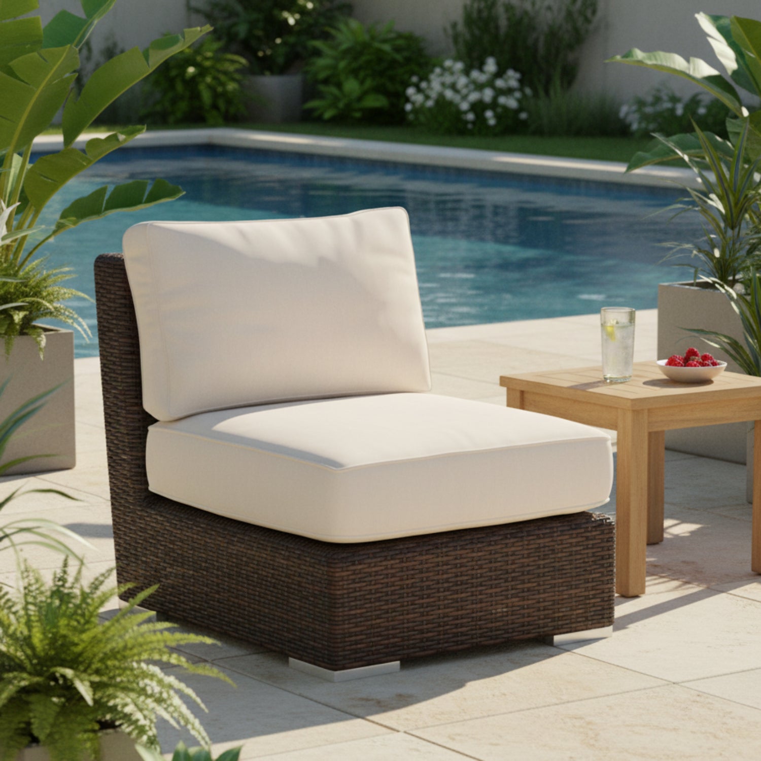 Sunset West Montecito Canvas Natural w/Self Welt Outdoor Armless Club Chair
