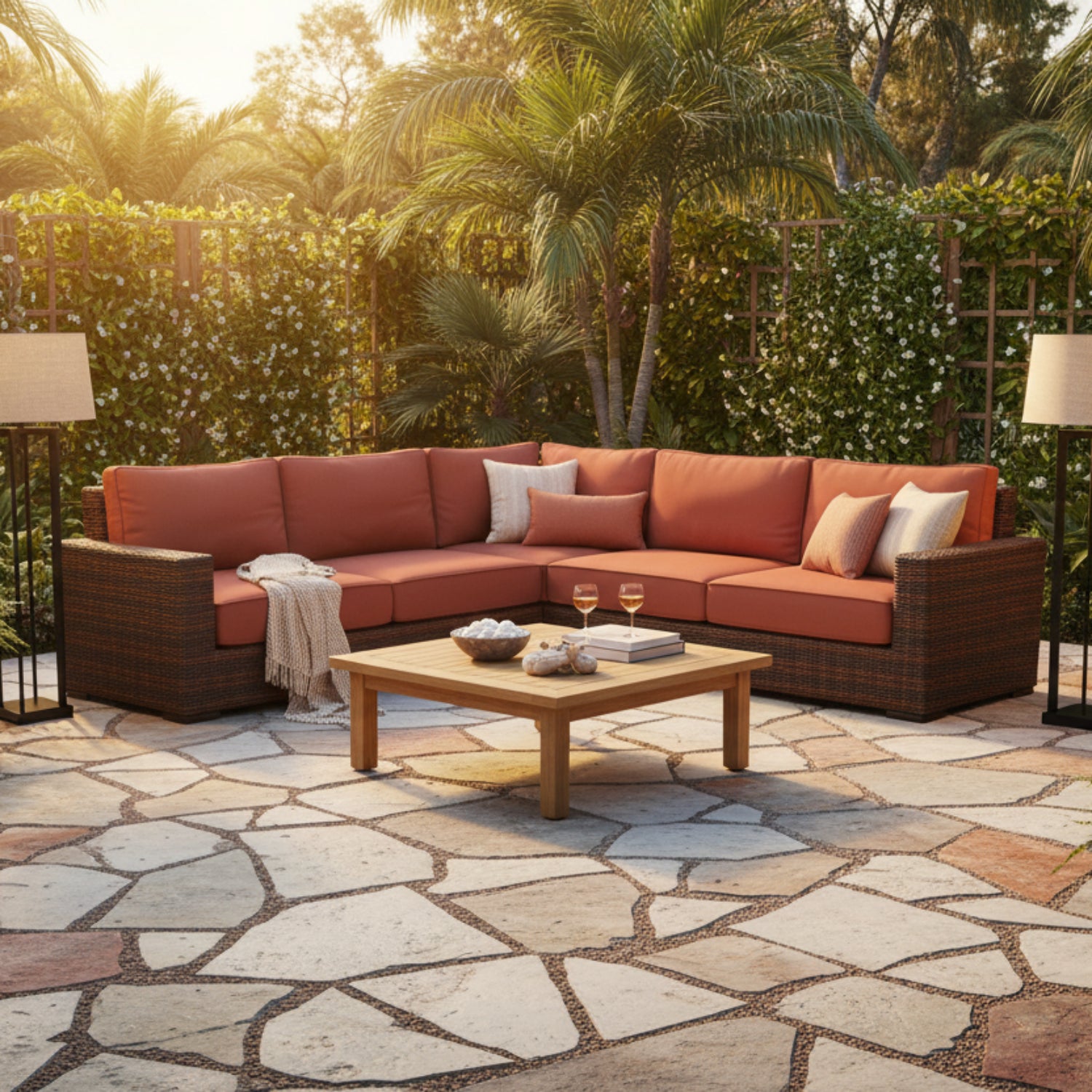Sunset West Montecito Canvas Henna w/Self Welt Outdoor Sectional