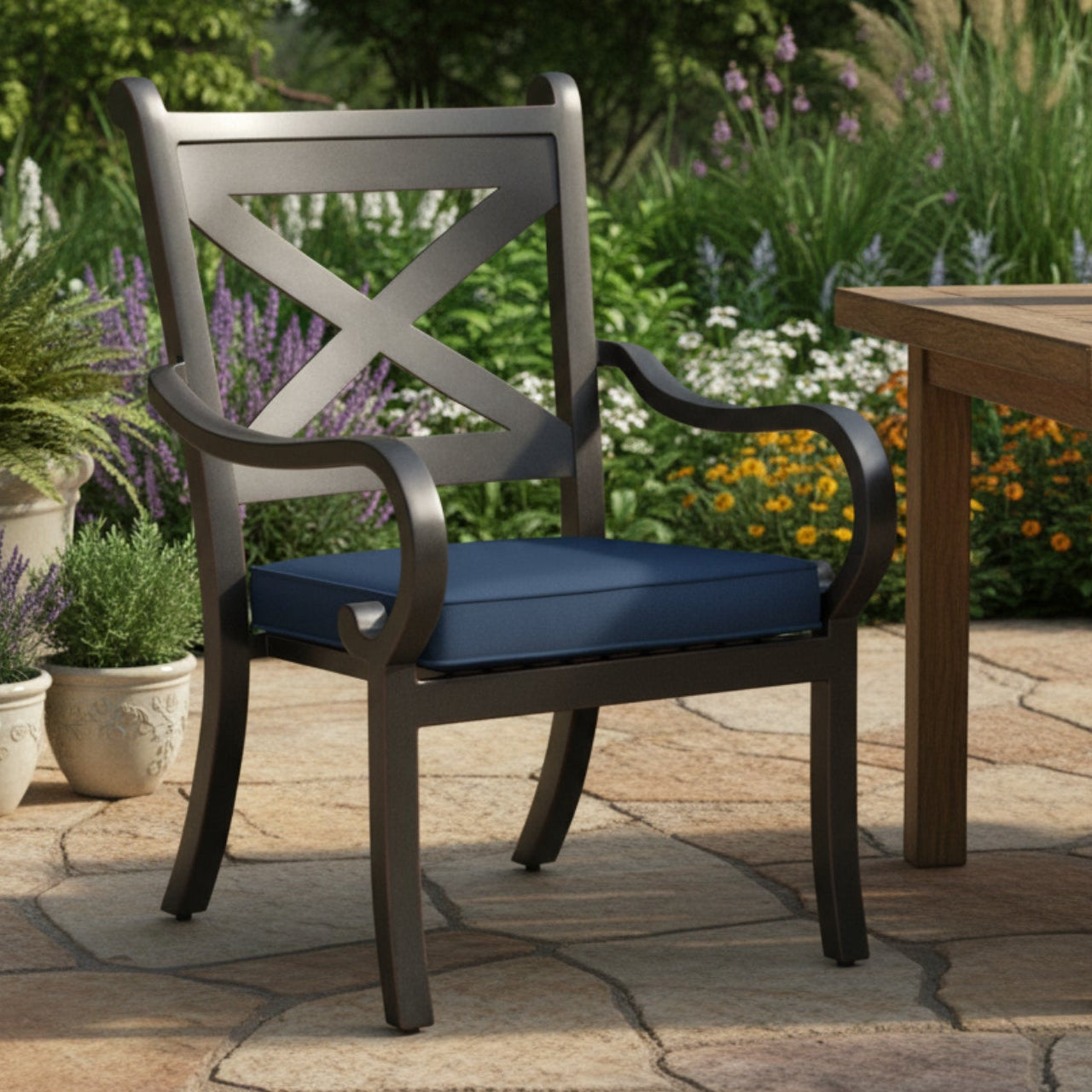 Sunset West Monterey Spectrum Indigo w/Self Welt Outdoor Dining Chair Set of 2
