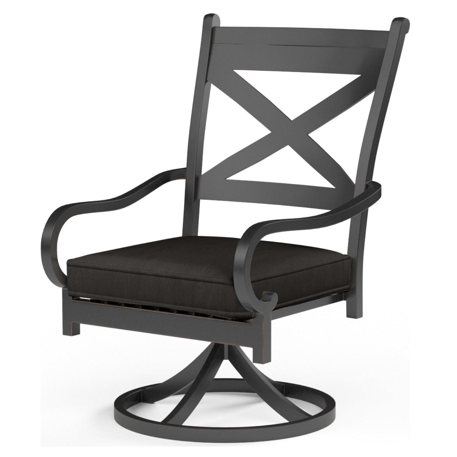 Sunset West Monterey Swivel Spectrum Carbon w/Self Welt Outdoor Swivel Dining Chair Set of 2