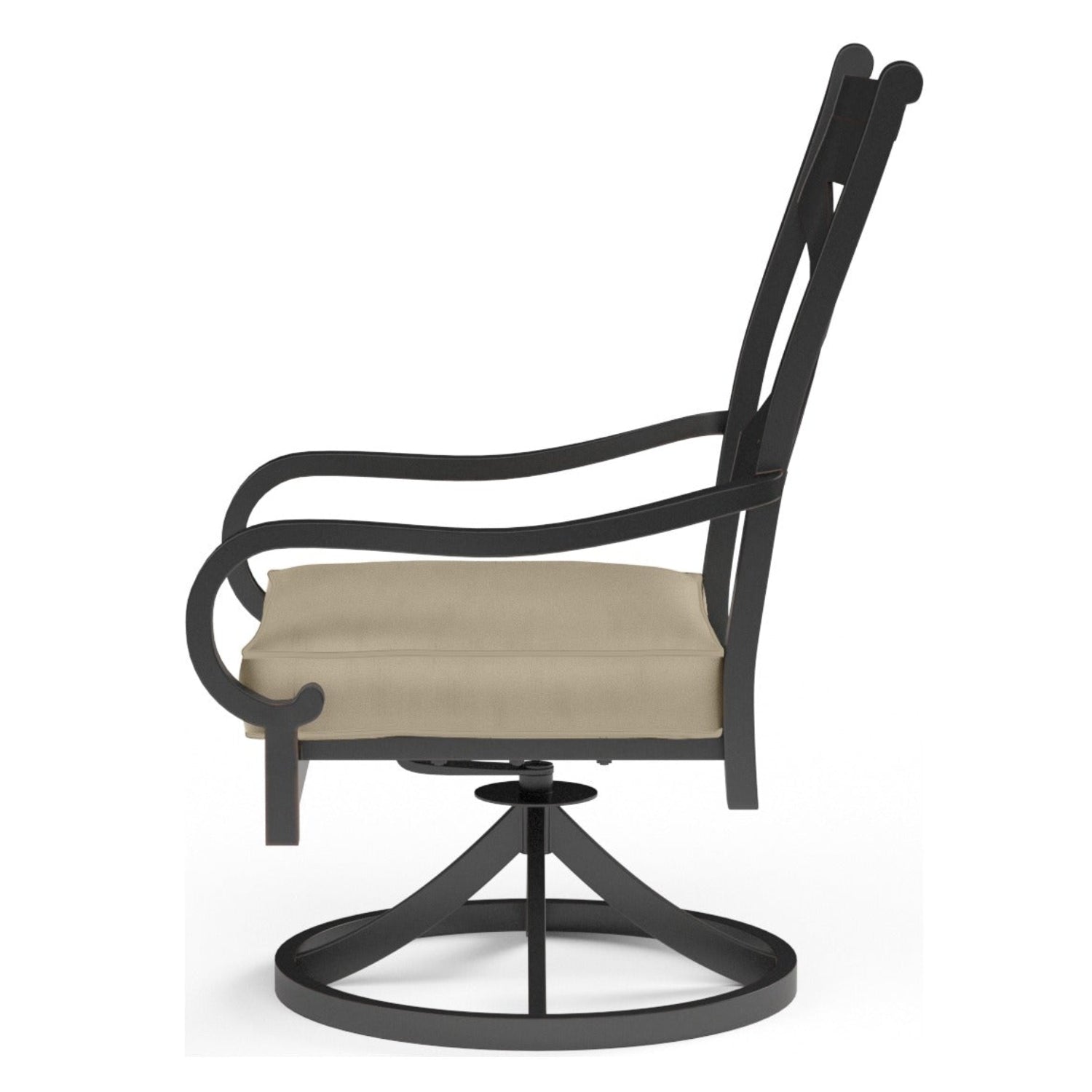 Sunset West Monterey Swivel Linen Stone w/Selt Welt Outdoor Swivel Dining Chair Set of 2