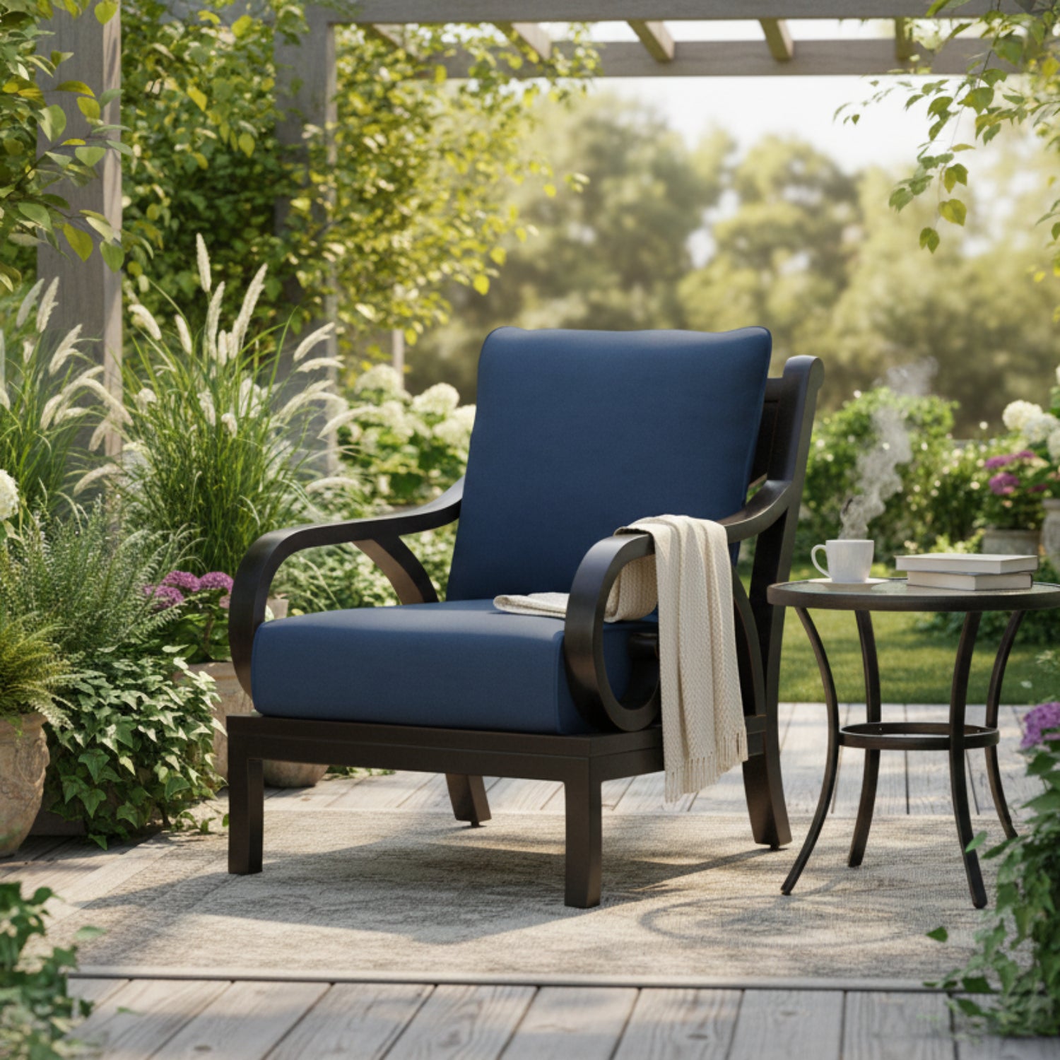 Sunset West Monterey Spectrum Indigo w/Self Welt Outdoor Club Chair
