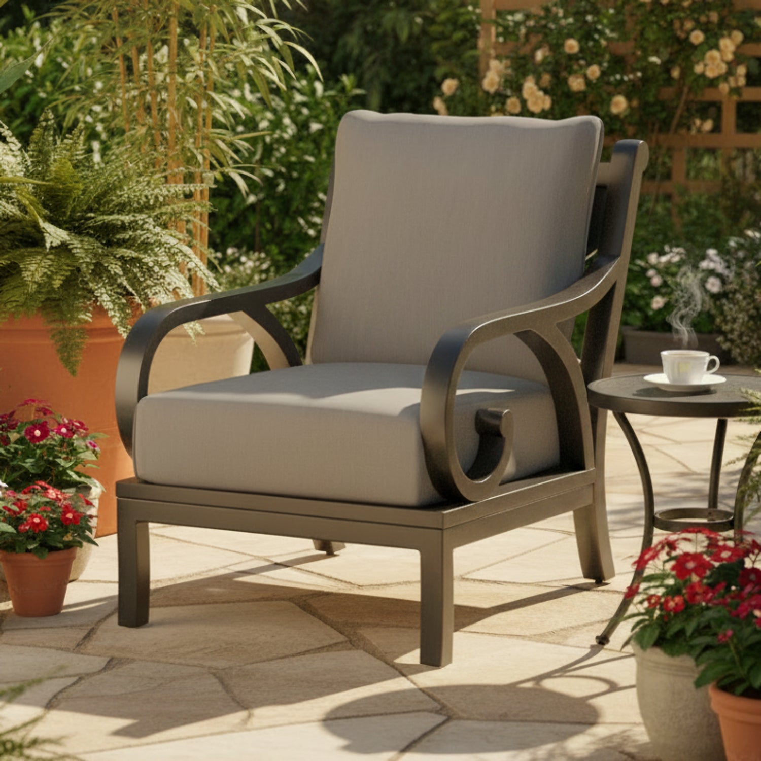 Sunset West Monterey Canvas Granite w/Self Welt Outdoor Club Chair