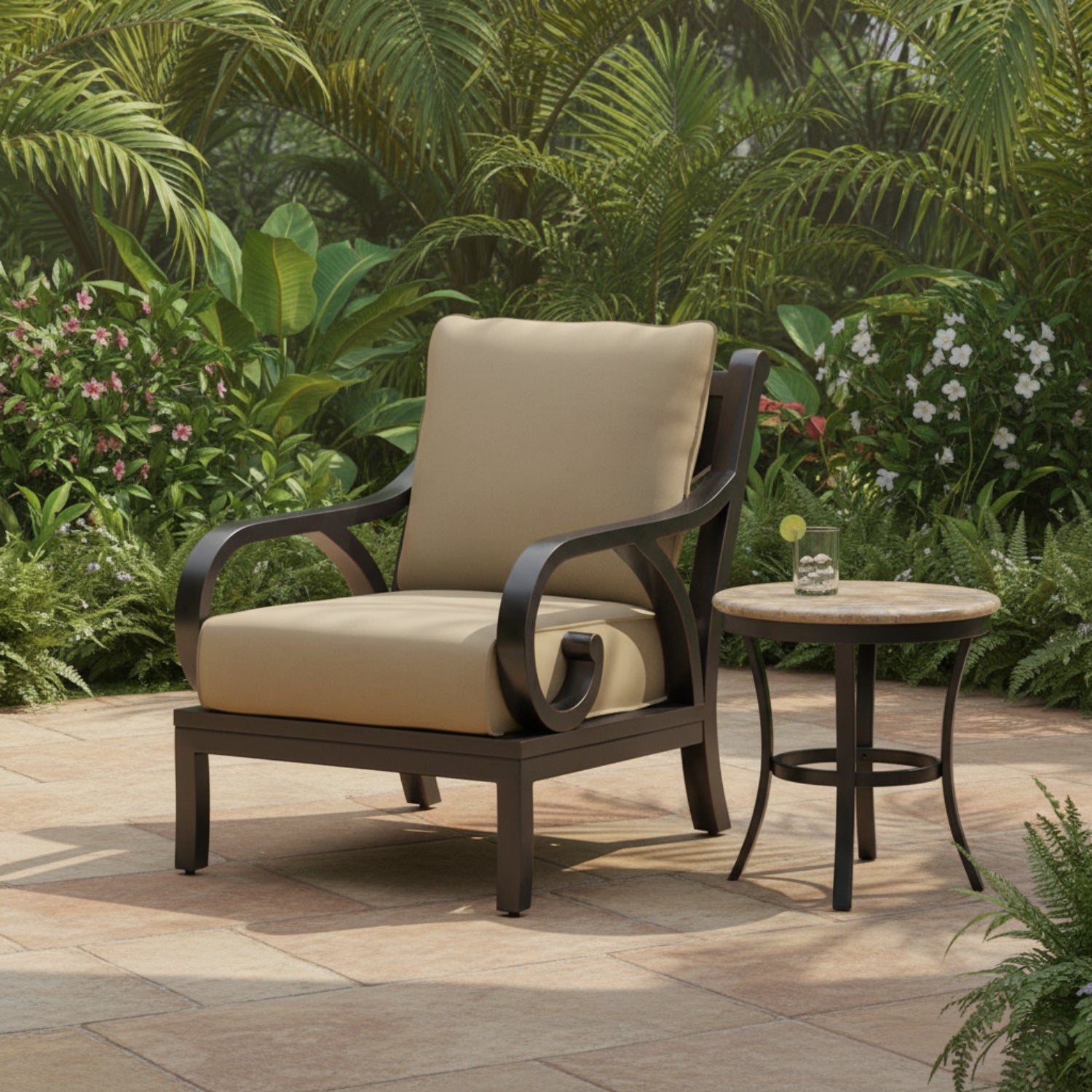 Sunset West Monterey Linen Stone w/Selt Welt Outdoor Club Chair
