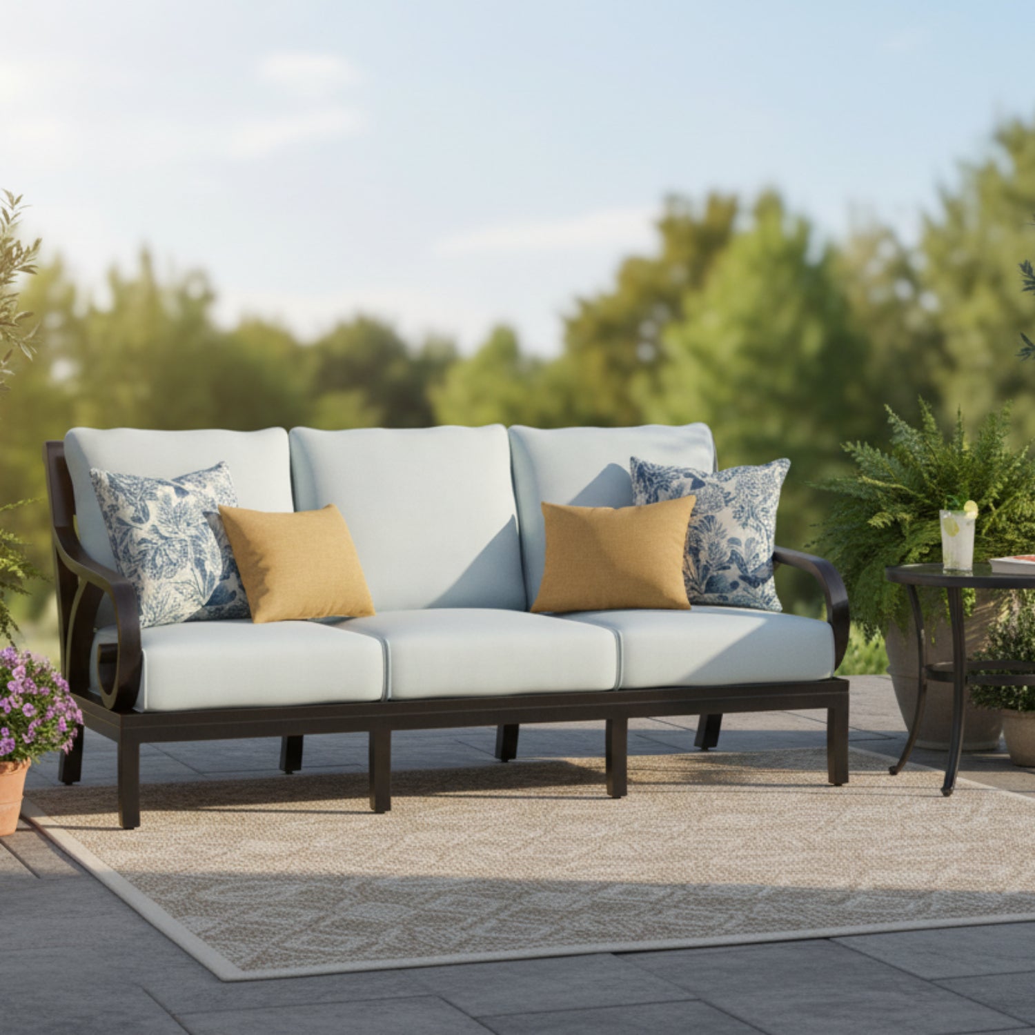 Sunset West Monterey Canvas Skyline w/Self Welt Outdoor Sofa