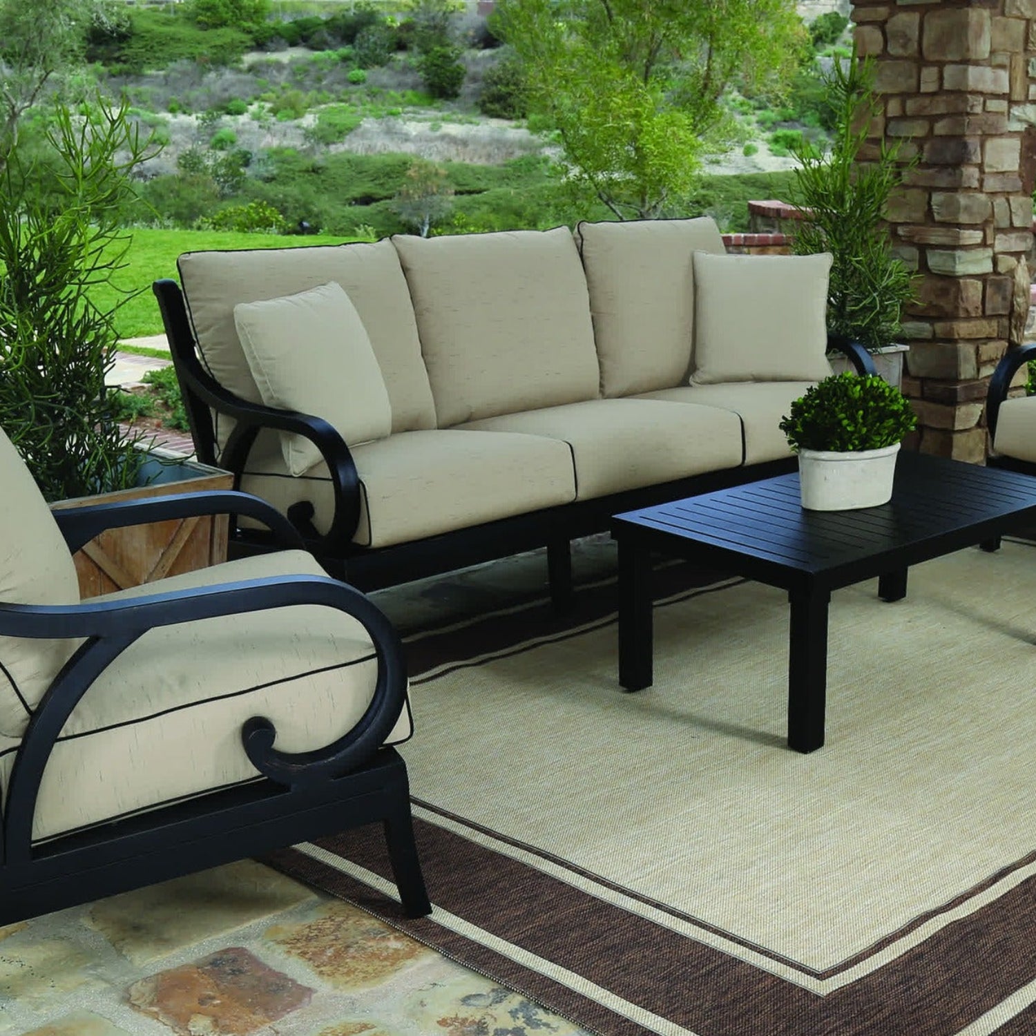 Sunset West Monterey Canvas Natural w/Self Welt Outdoor Sofa