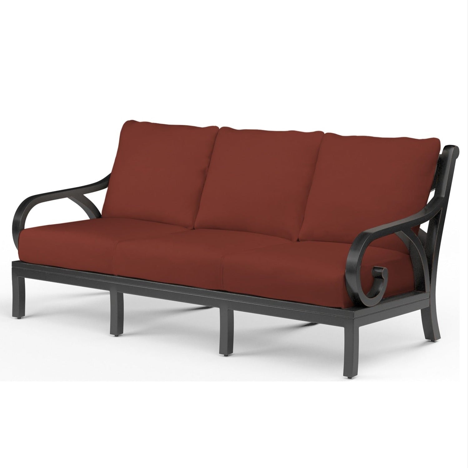 Sunset West Monterey Canvas Henna w/Self Welt Outdoor Sofa, powder-coated aluminum sofa, front view