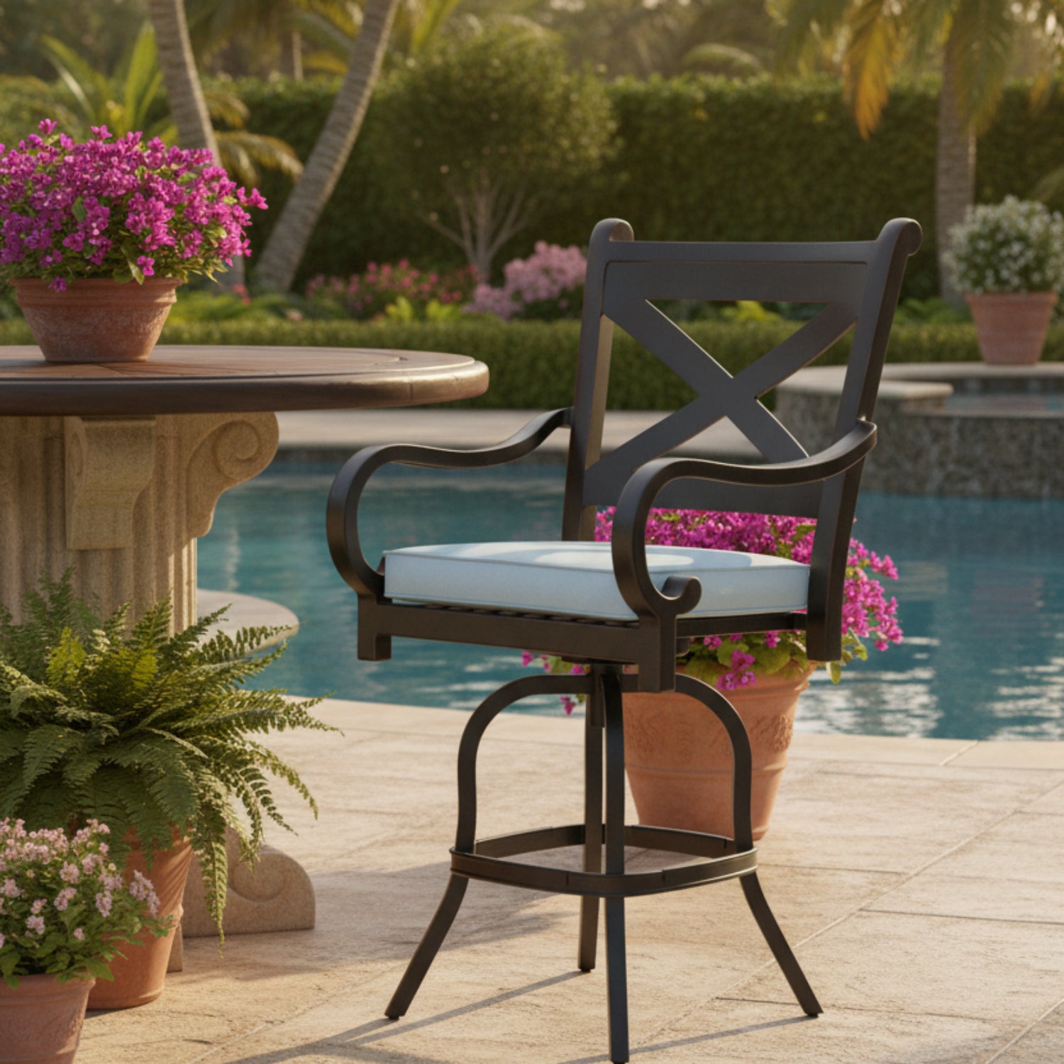 Sunset West Monterey Canvas Skyline w/Self Welt Outdoor Barstool