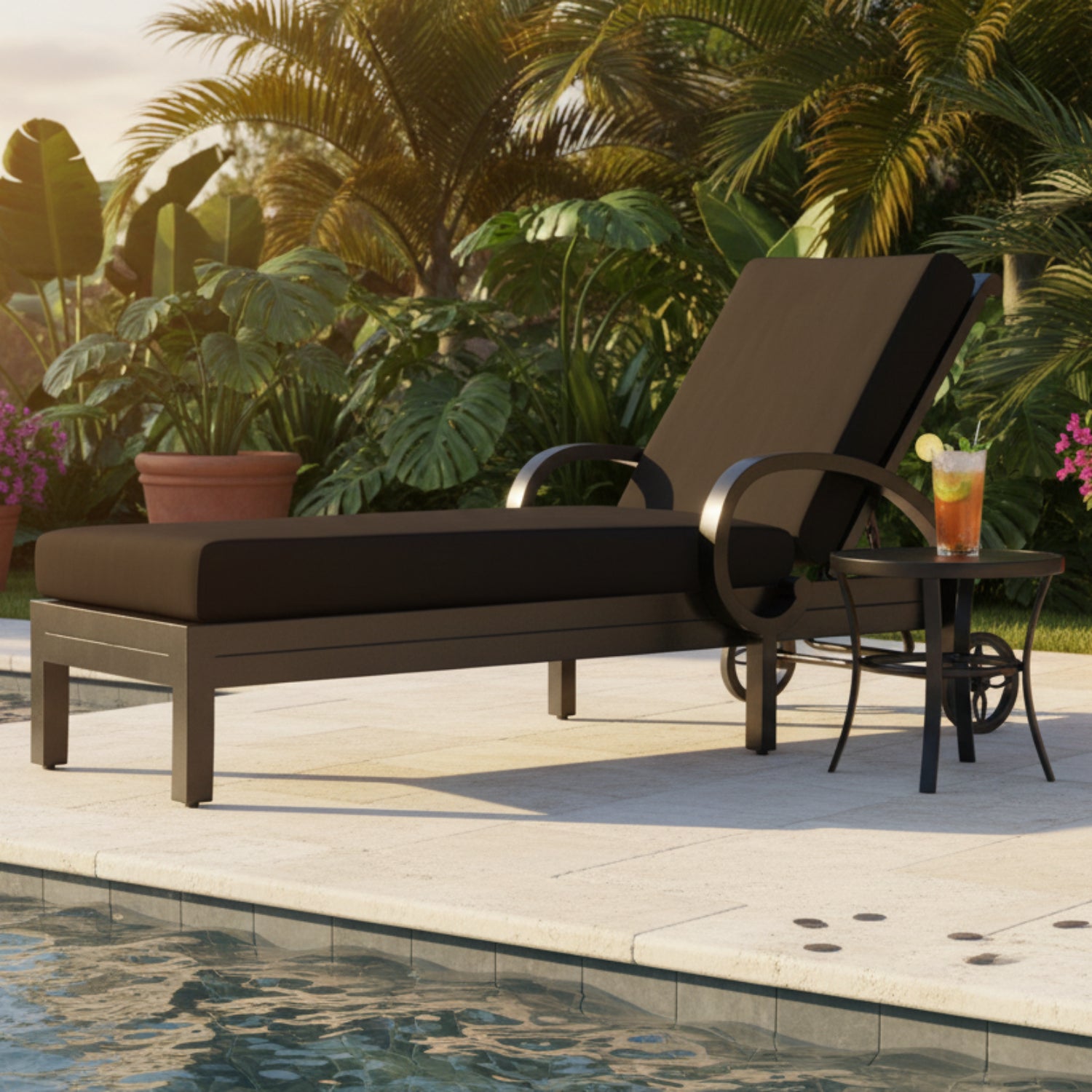 Sunset West Monterey Spectrum Carbon w/Self Welt Outdoor Chaise Lounge