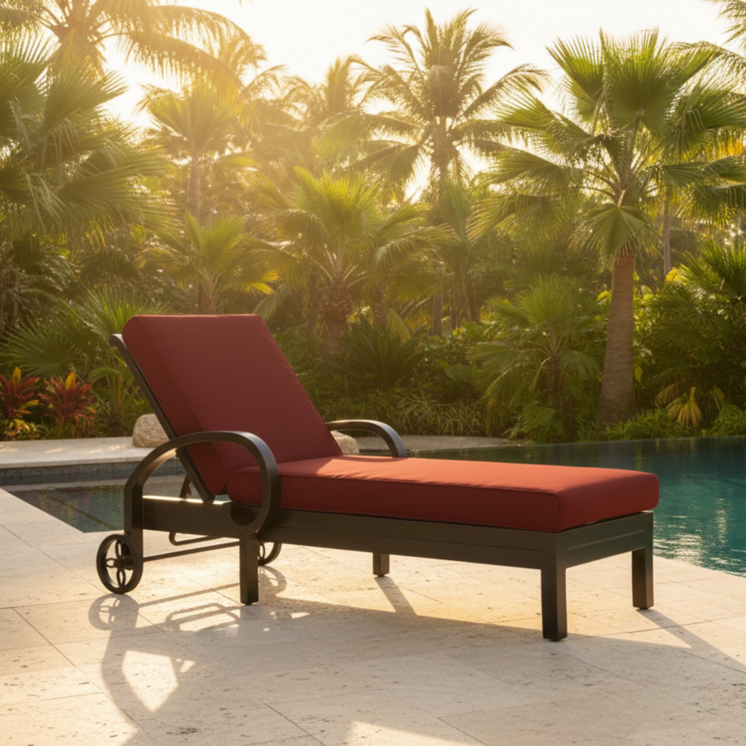 Sunset West Monterey Canvas Henna w/Self Welt Outdoor Chaise Lounge