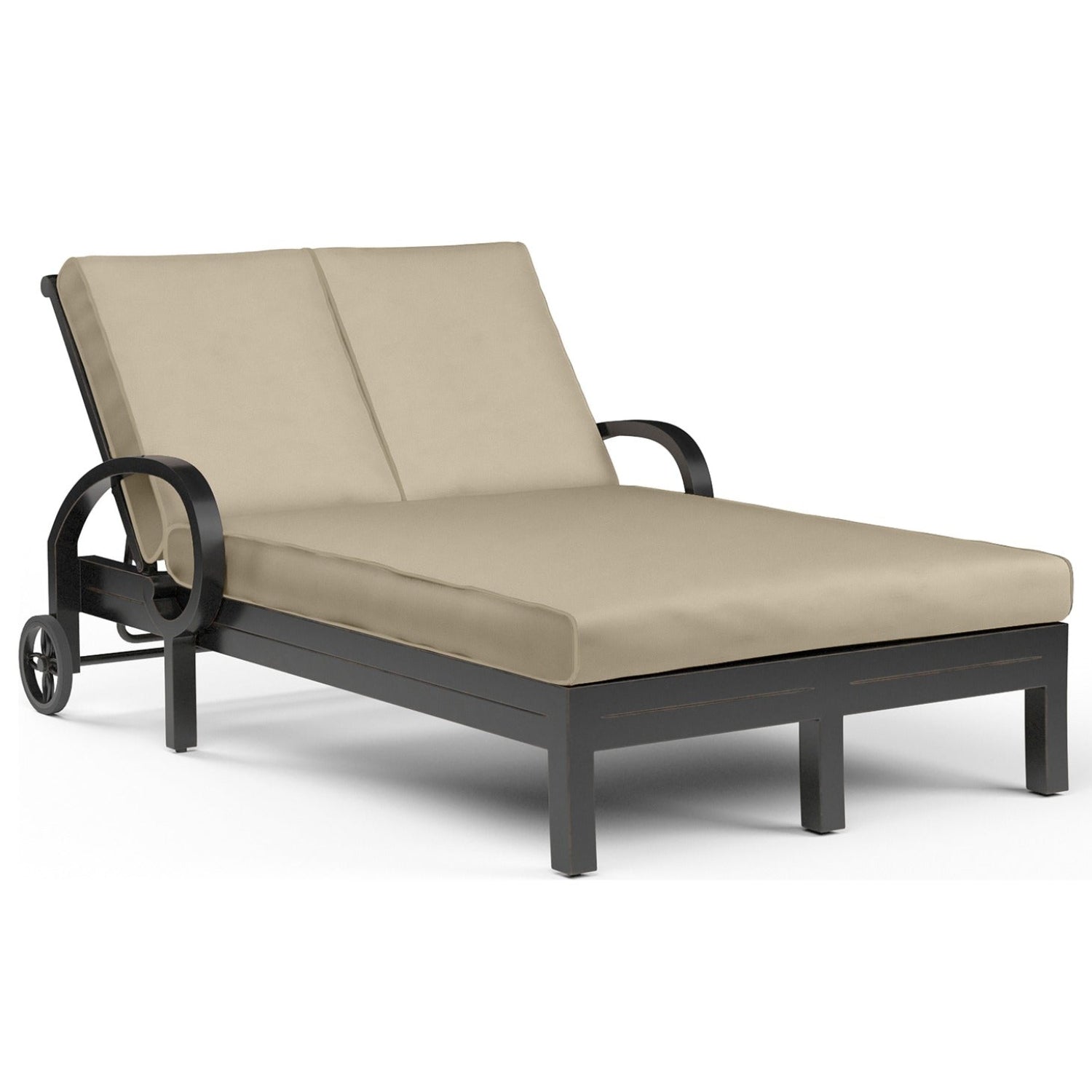Sunset West Monterey Linen Stone w/Selt Welt Double Outdoor Chaise
