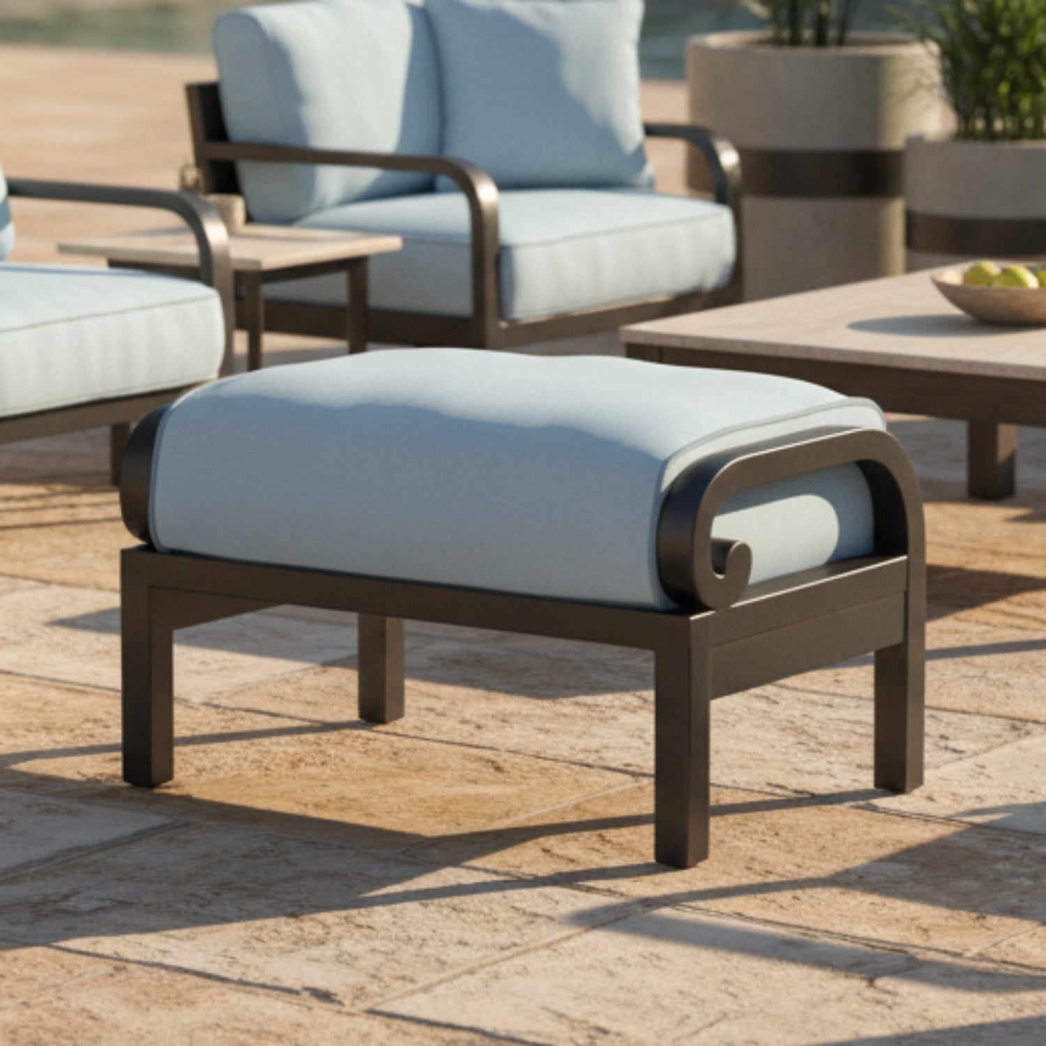 Sunset West Monterey Canvas Skyline w/Self Welt Outdoor Ottoman