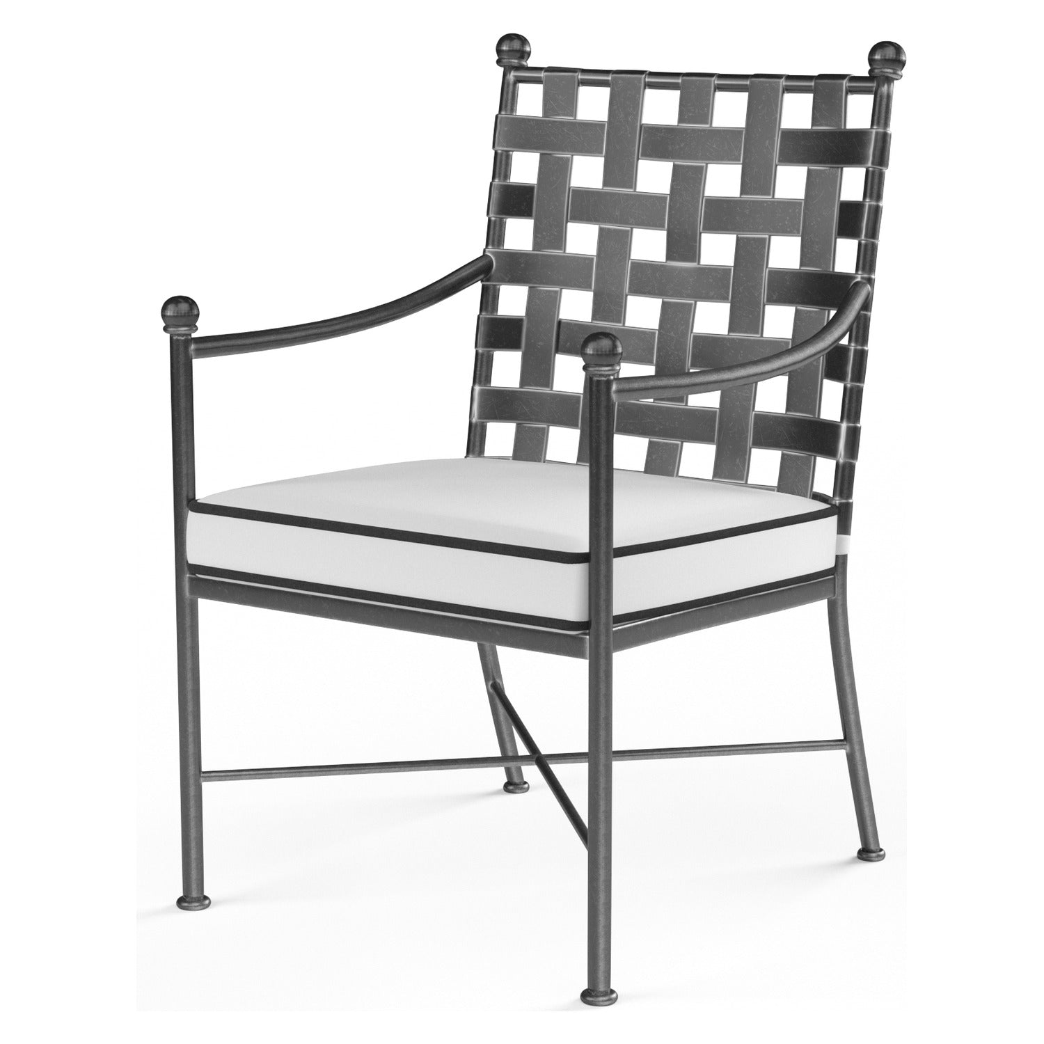 Sunset West Provence Canvas Natural w/Contrast Spectrum Carbon Welt Outdoor Dining Chair Set of 2
