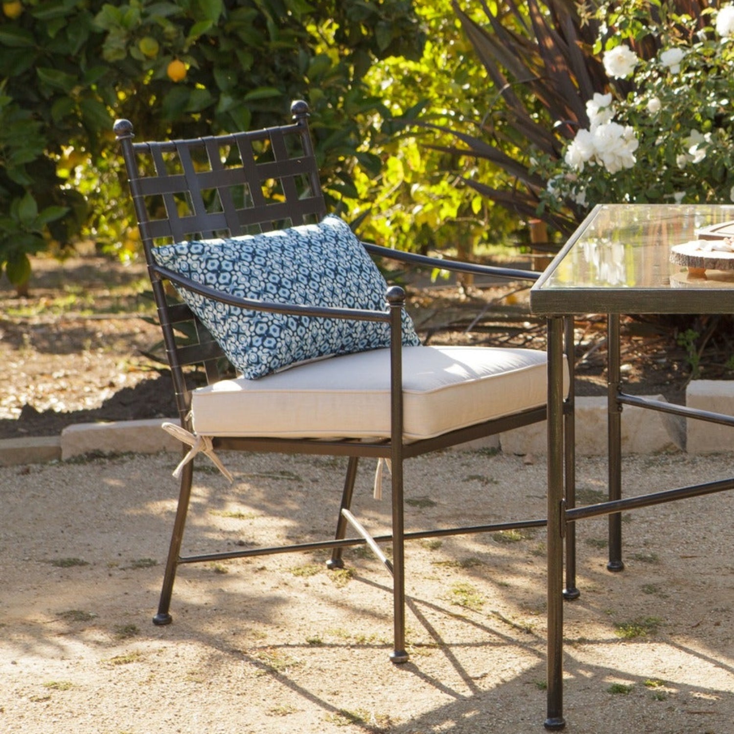 Sunset West Provence Canvas White w/Self Welt Outdoor Dining Chair Set of 2