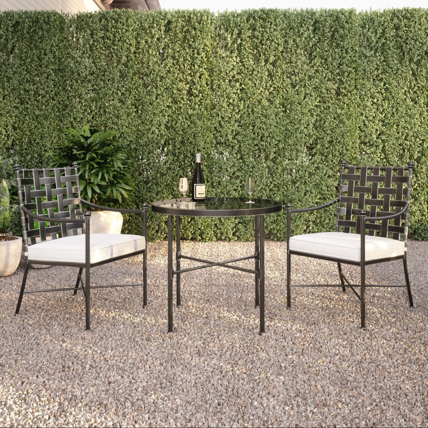 Sunset West Provence Canvas Flax w/Self Welt Outdoor Dining Chair Set of 2