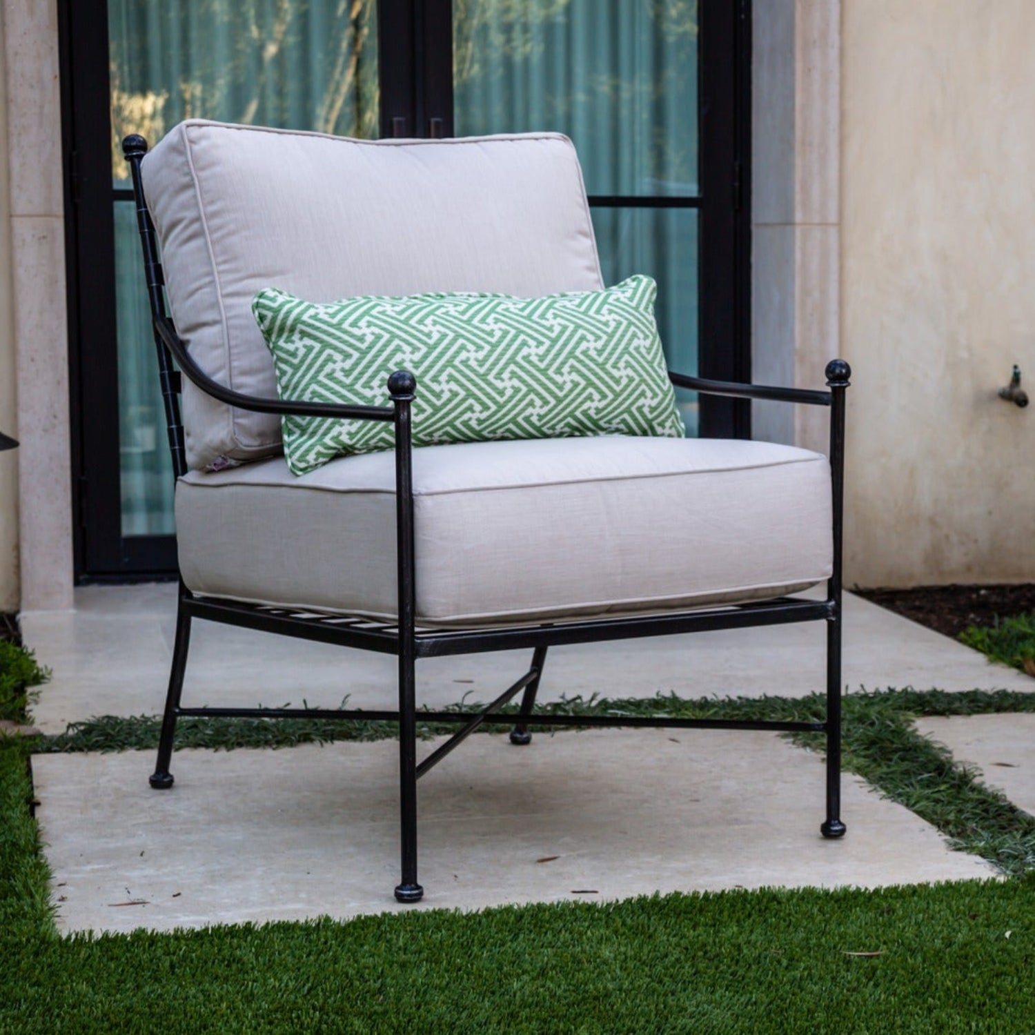 Sunset West Provence Canvas Natural w/Contrast Spectrum Carbon Welt Outdoor Club Chair