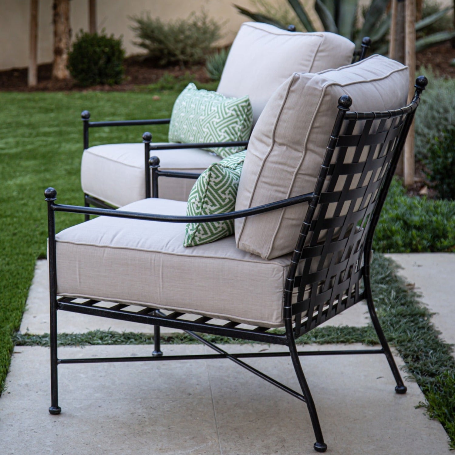 Sunset West Provence Canvas Natural w/Contrast Spectrum Carbon Welt Outdoor Club Chair