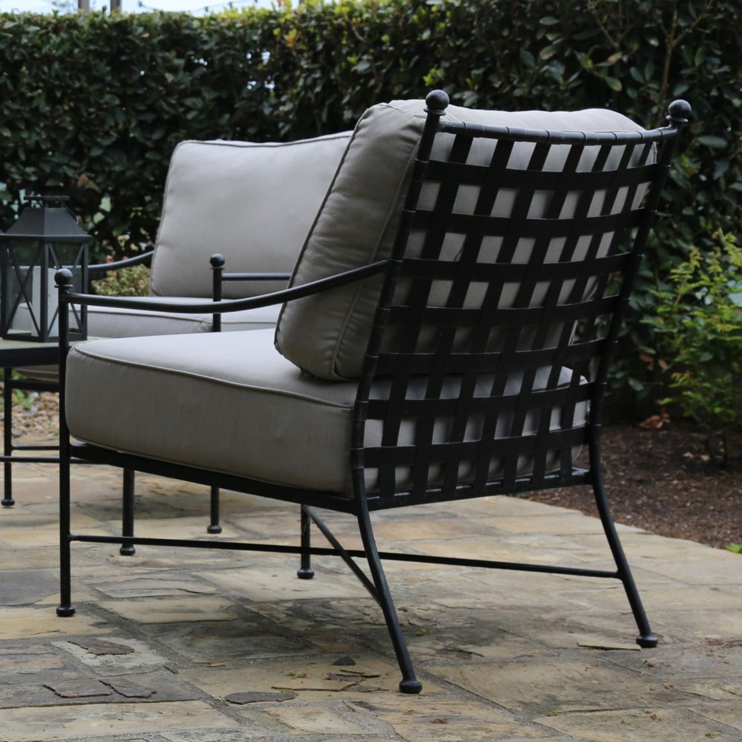 Sunset West Provence Canvas Natural w/Contrast Spectrum Carbon Welt Outdoor Club Chair