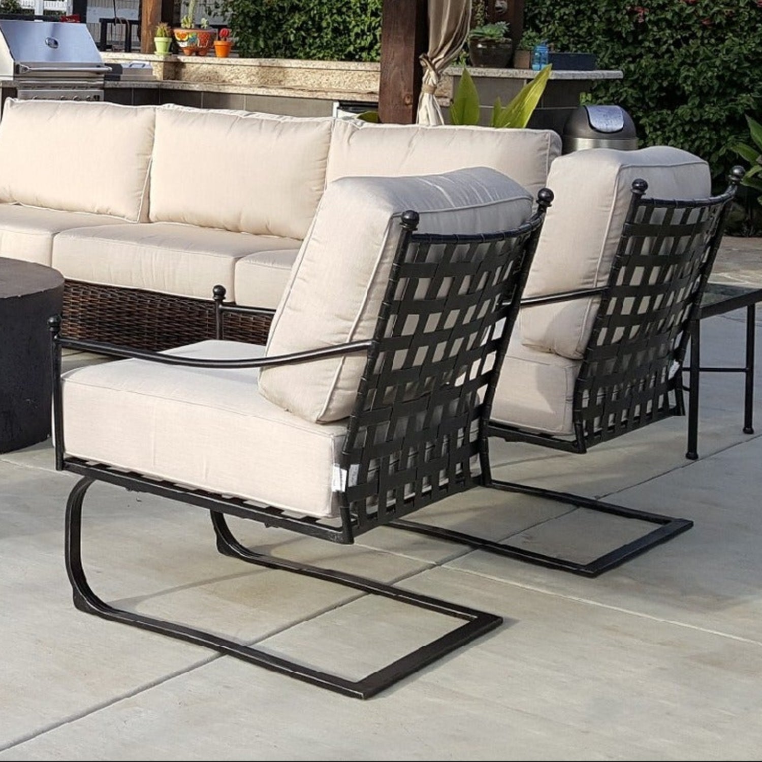 Sunset West Provence Canvas Flax w/Self Welt Club Outdoor Rocker