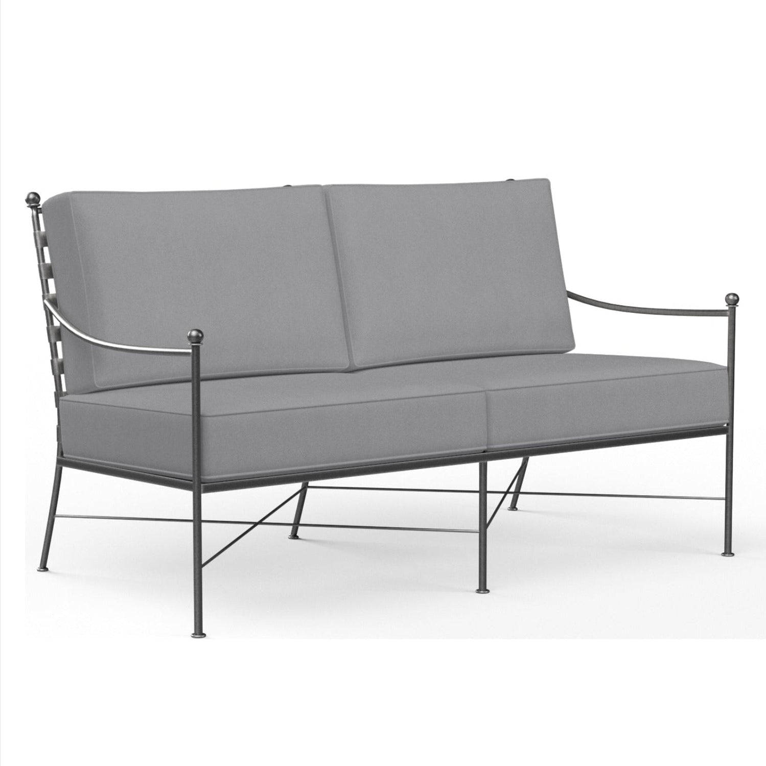 Sunset West Provence Canvas Granite w/Self Welt Outdoor Loveseat wrought iron loveseat, front view