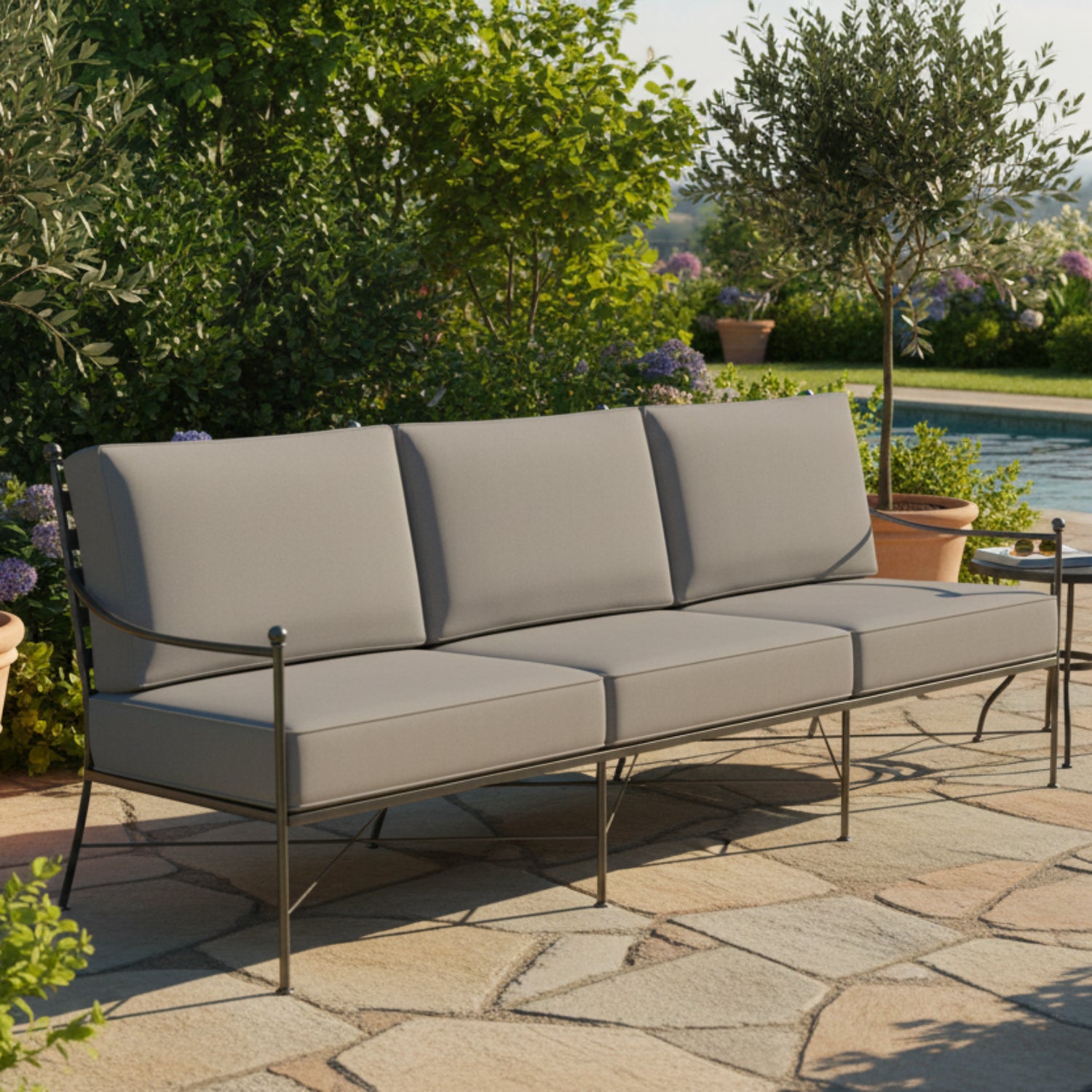 Sunset West Provence Canvas Granite w/Self Welt Outdoor Sofa