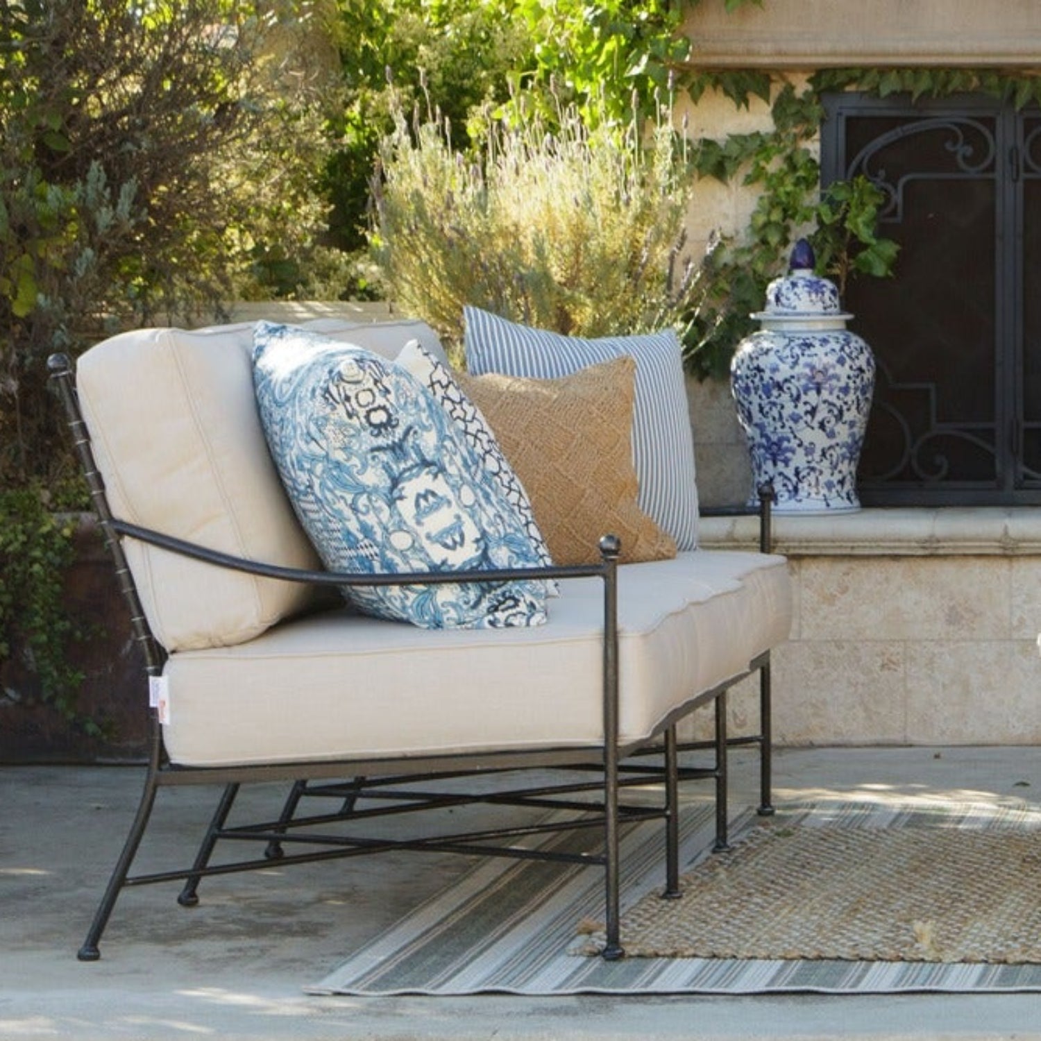 Sunset West Provence Canvas Flax w/Self Welt Outdoor Sofa