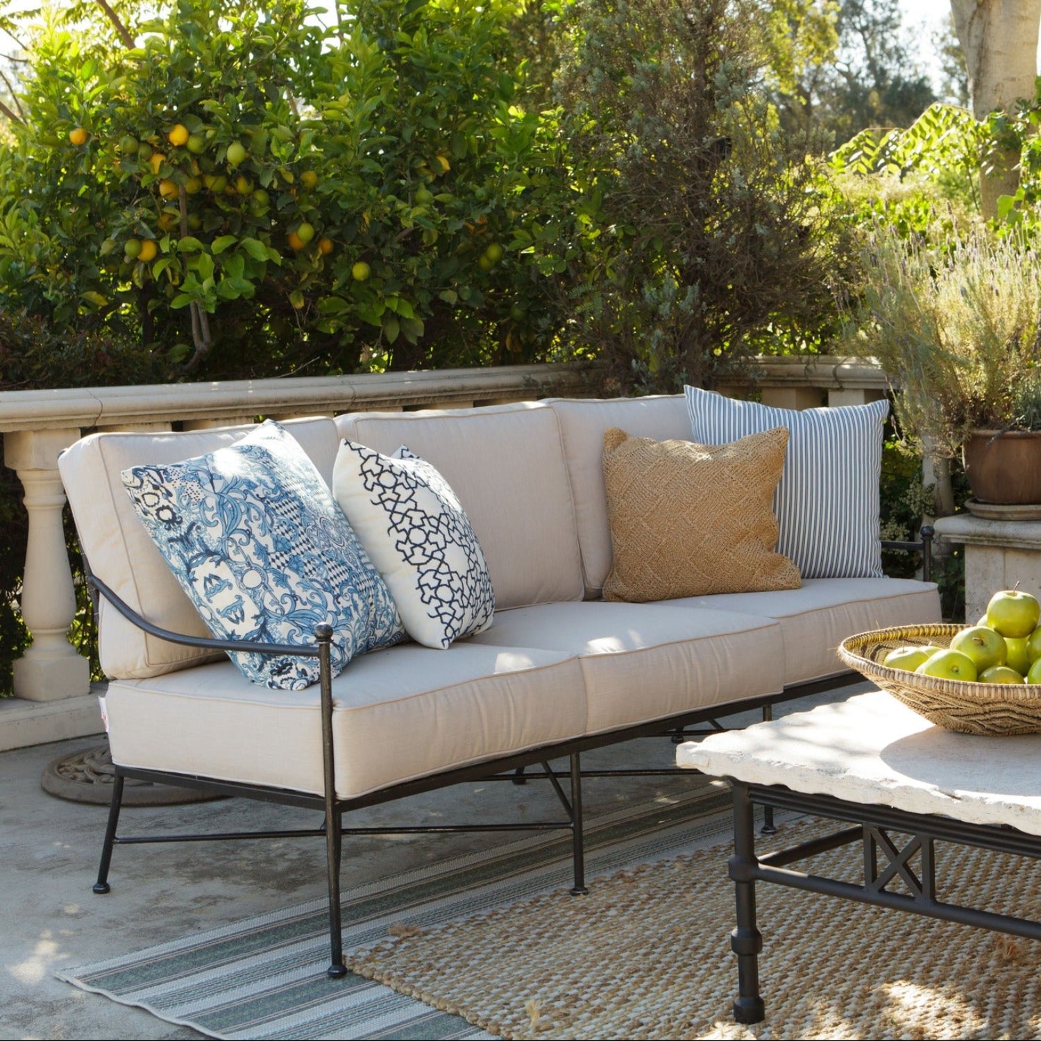 Sunset West Provence Canvas Flax w/Self Welt Outdoor Sofa