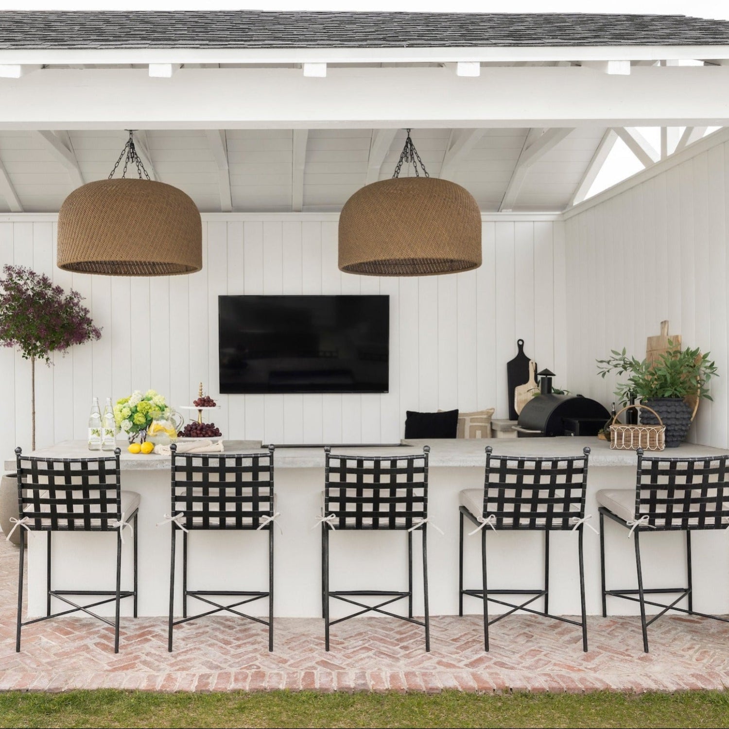 Sunset West Provence Canvas Flax w/Self Welt Outdoor Barstool Set of 2