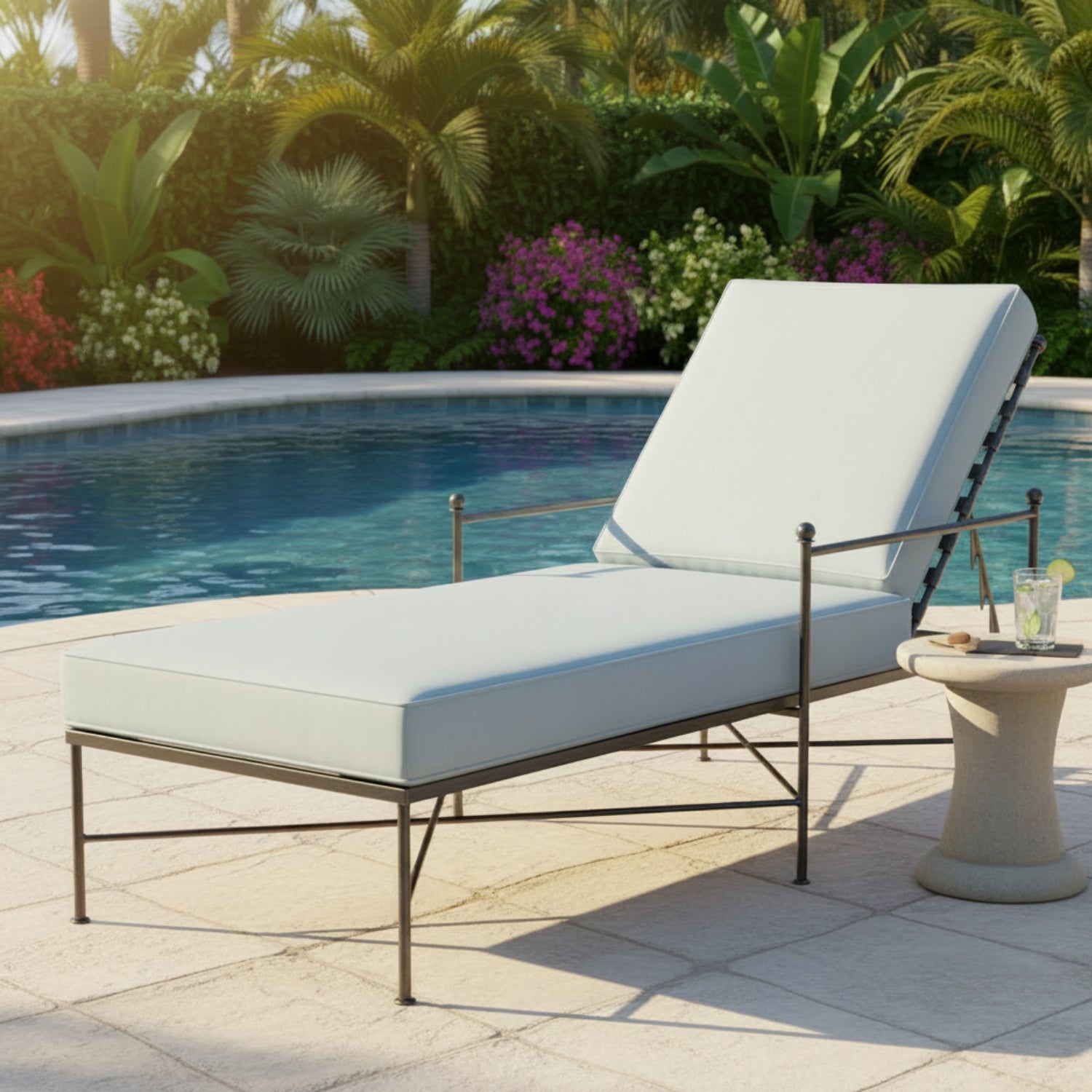 Sunset West Provence Canvas Skyline w/Self Welt Outdoor Chaise Lounge