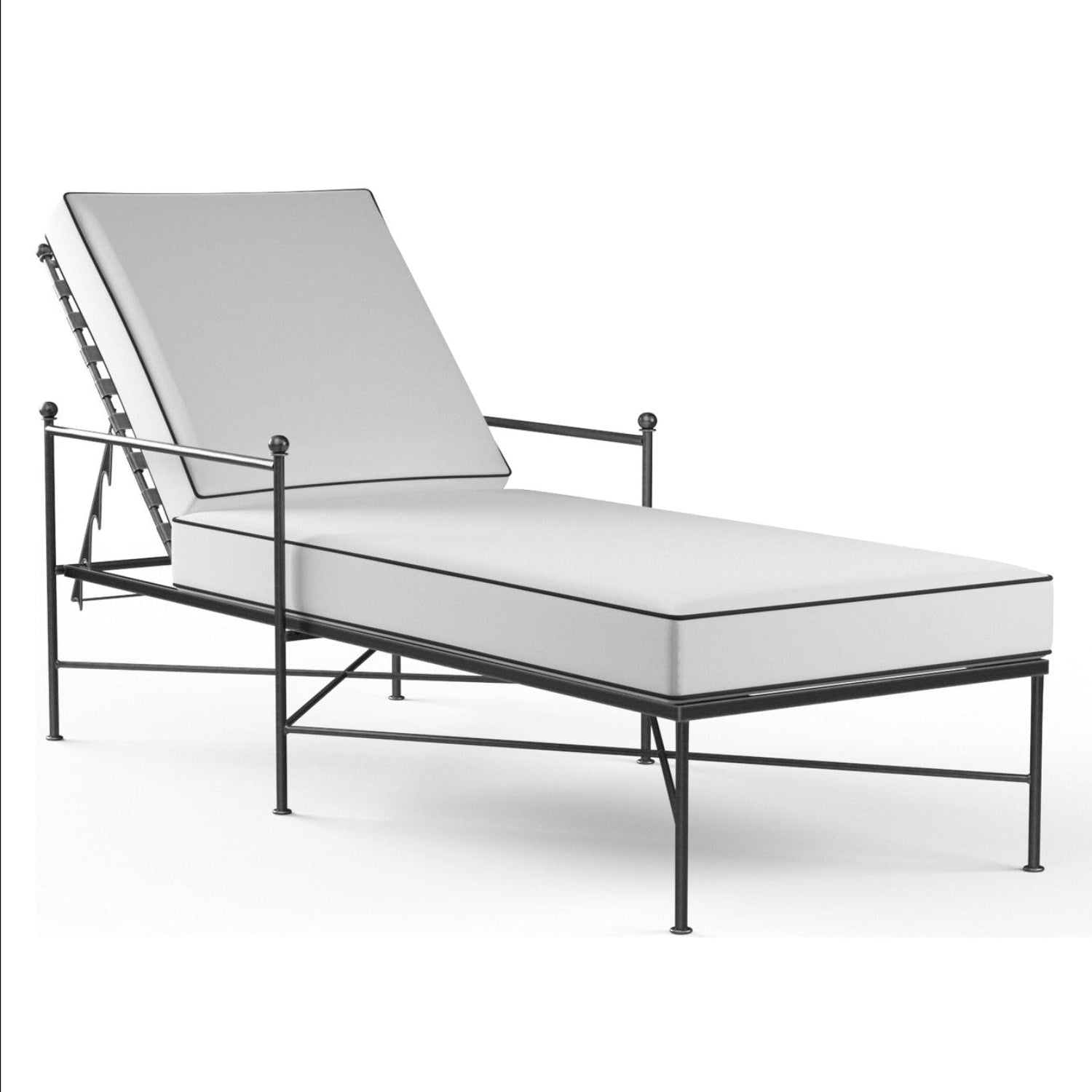 Sunset West Provence Canvas Natural w/Contrast Spectrum Carbon Welt Outdoor Chaise Lounge
