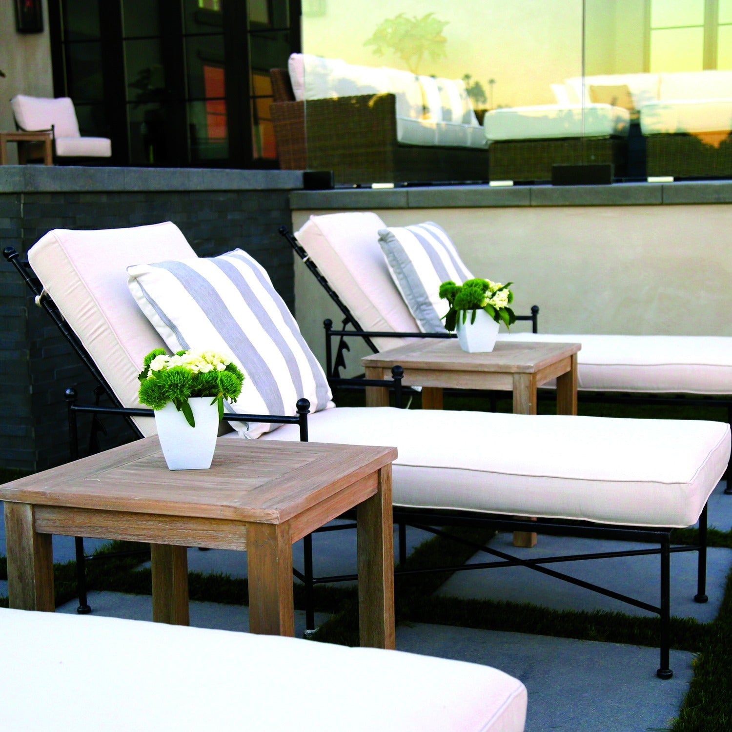 Sunset West Provence Canvas White w/Self Welt Outdoor Chaise Lounge