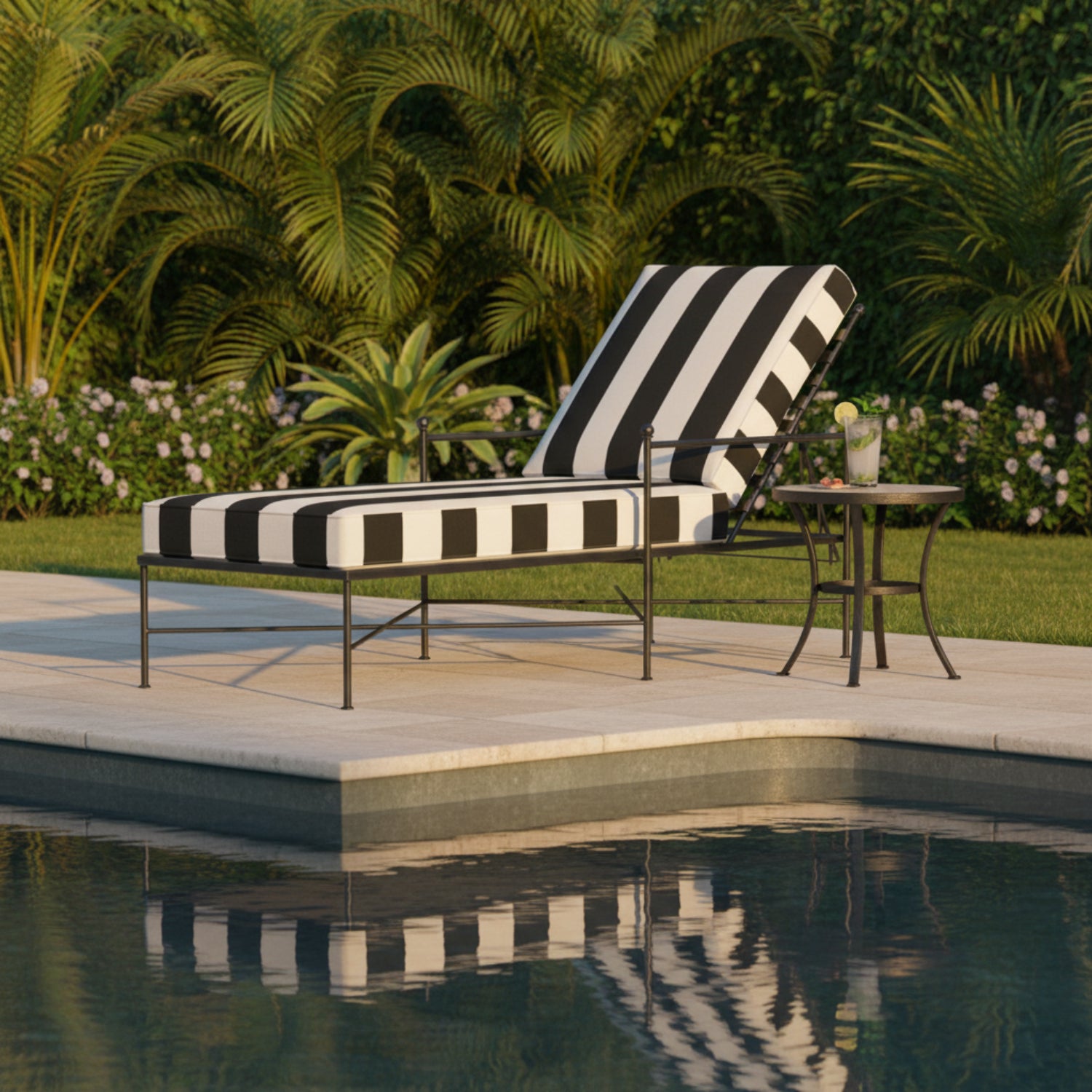 Sunset West Provence Cabana Classic w/Self Welt Outdoor Chaise Lounge