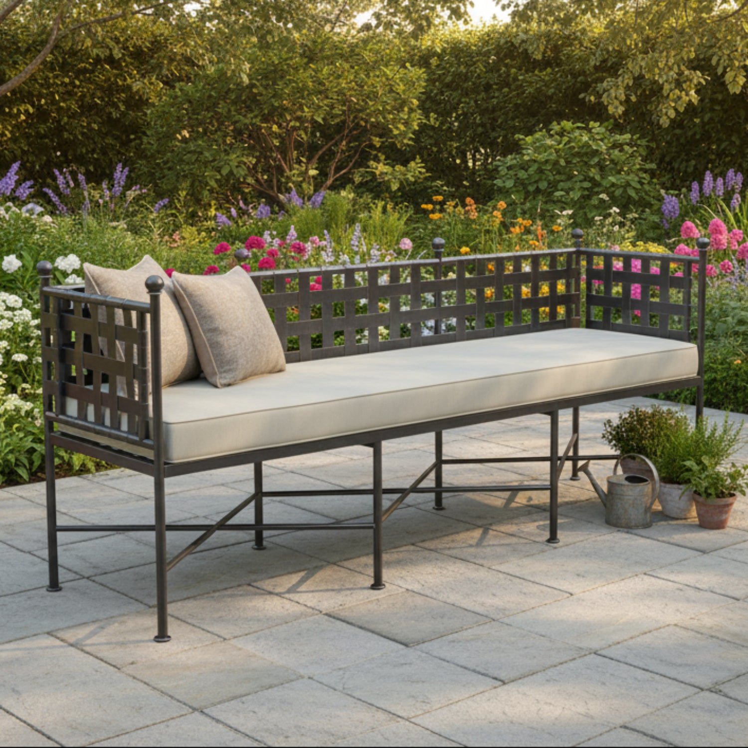 Sunset West Provence Canvas Granite w/Self Welt Garden Outdoor Bench