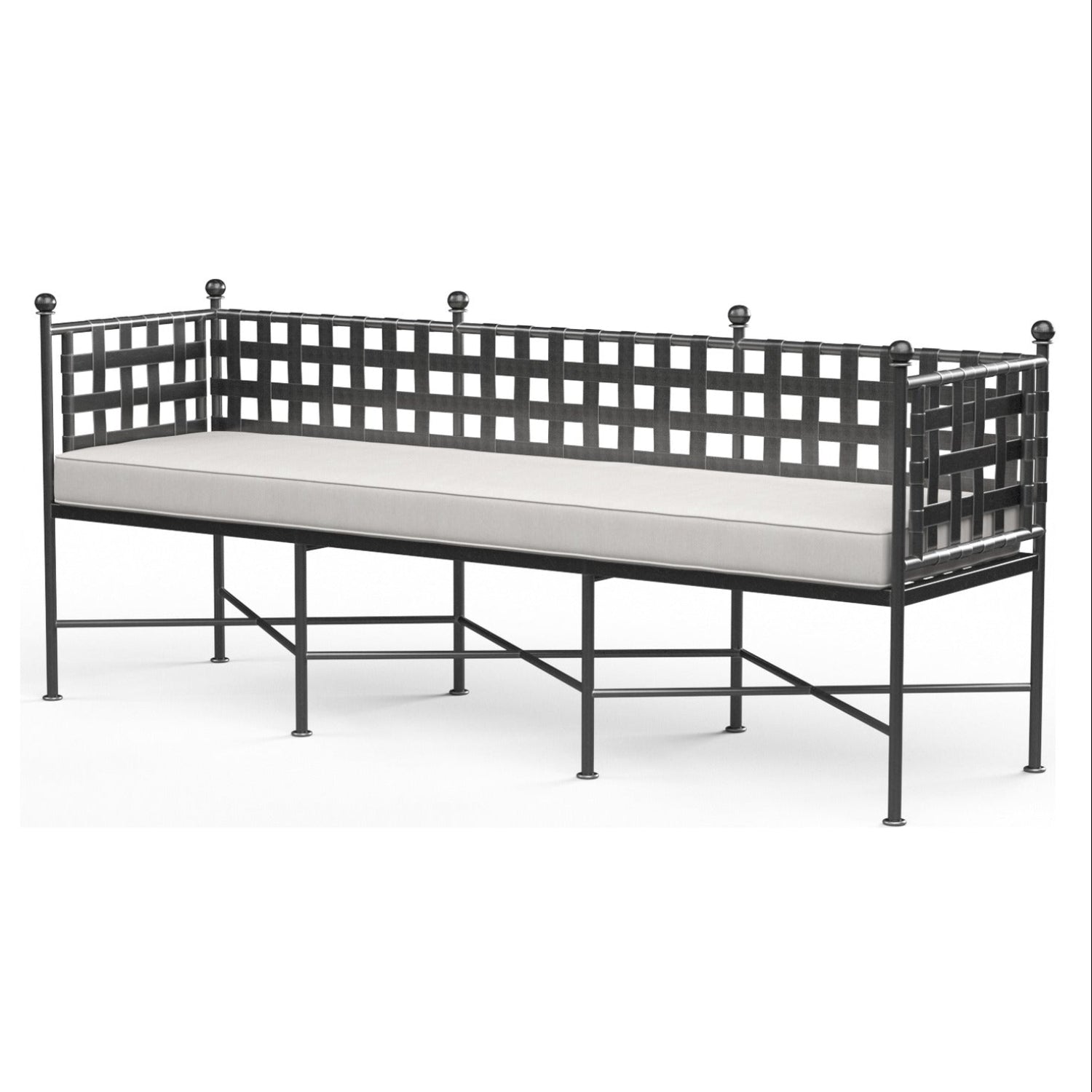 Sunset West Provence Canvas White w/Self Welt Garden Outdoor Bench